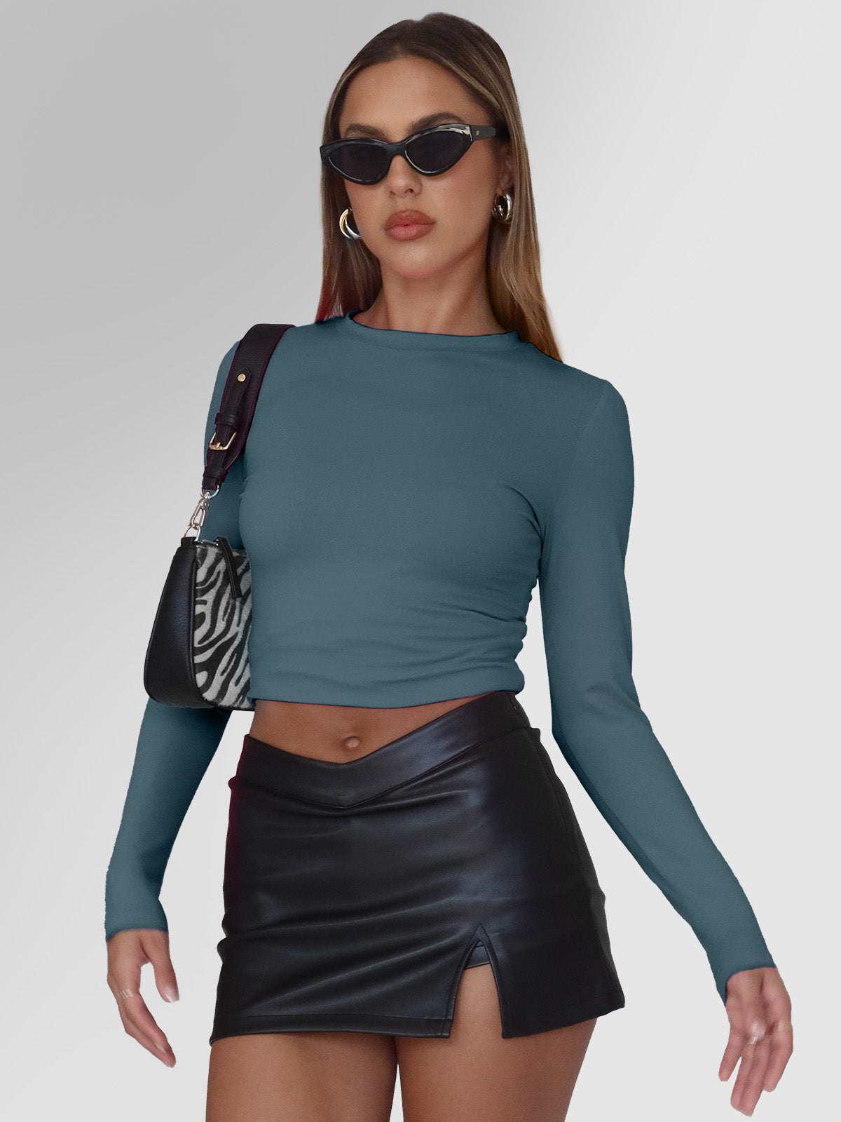 AUTOMET Womens 3 Piece Long Sleeve Shirts Basic Crop Tops Going Out Fall Fashion Underscrubs Layer Slim Fit Y2K Tops