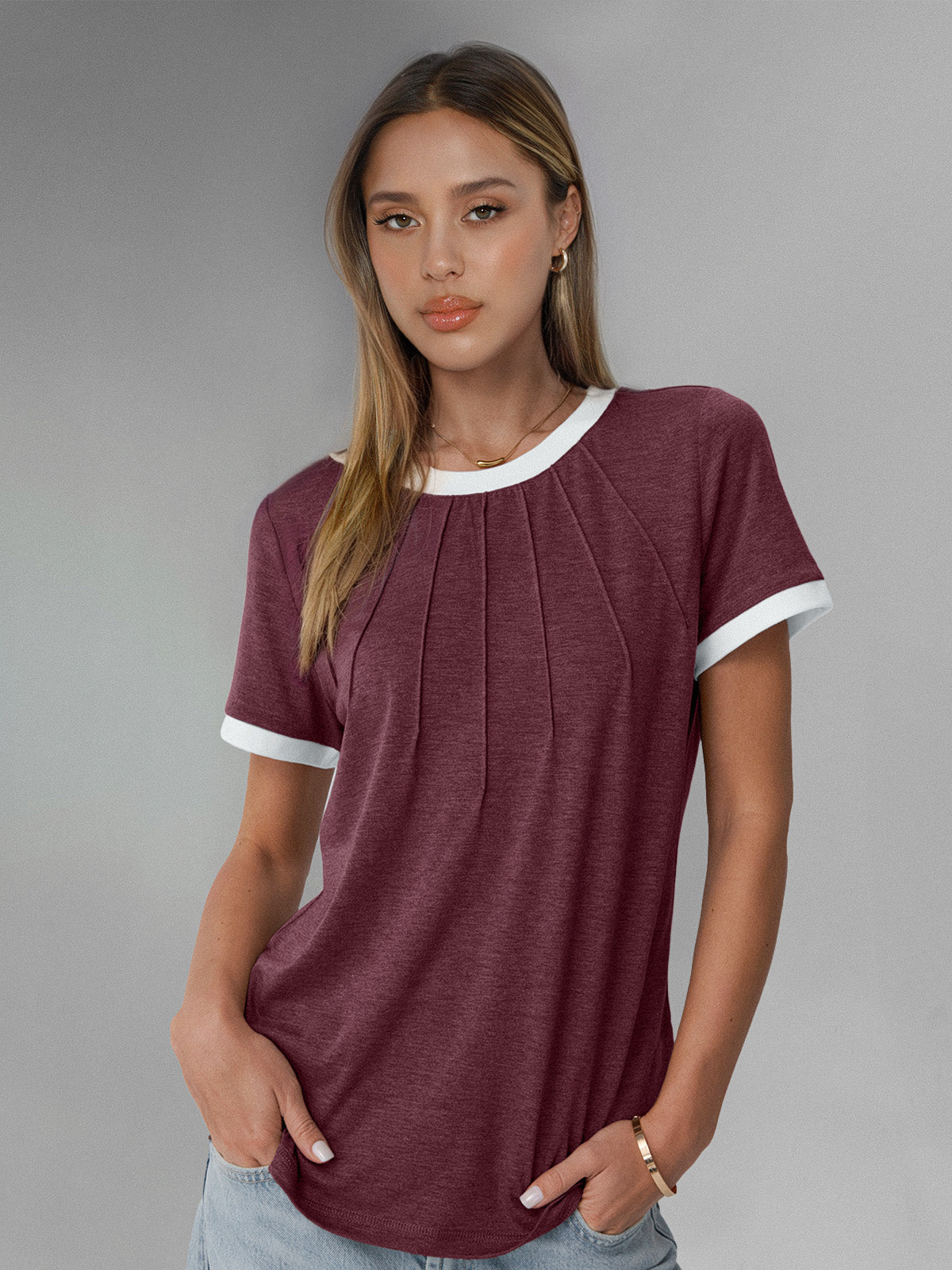 Automet Shirts for Women Summer Spring Tops Short Sleeve Oversized T Shirts Fashion Basic Casual Tee Clothes 2025