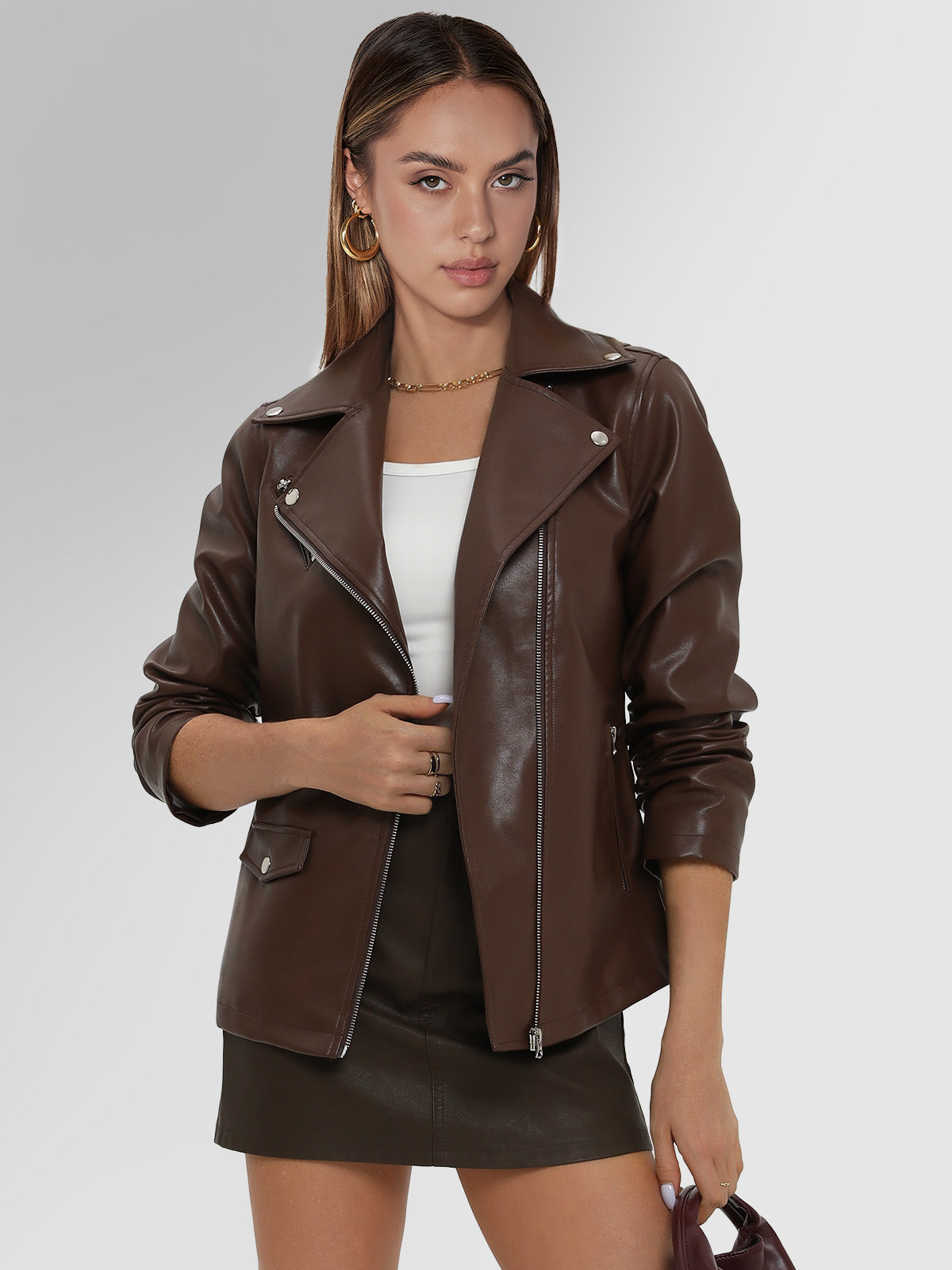 AUTOMET Womens Leather Jacket Fall Faux Suede Zip Up Motorcycle Biker Coat Outwear
