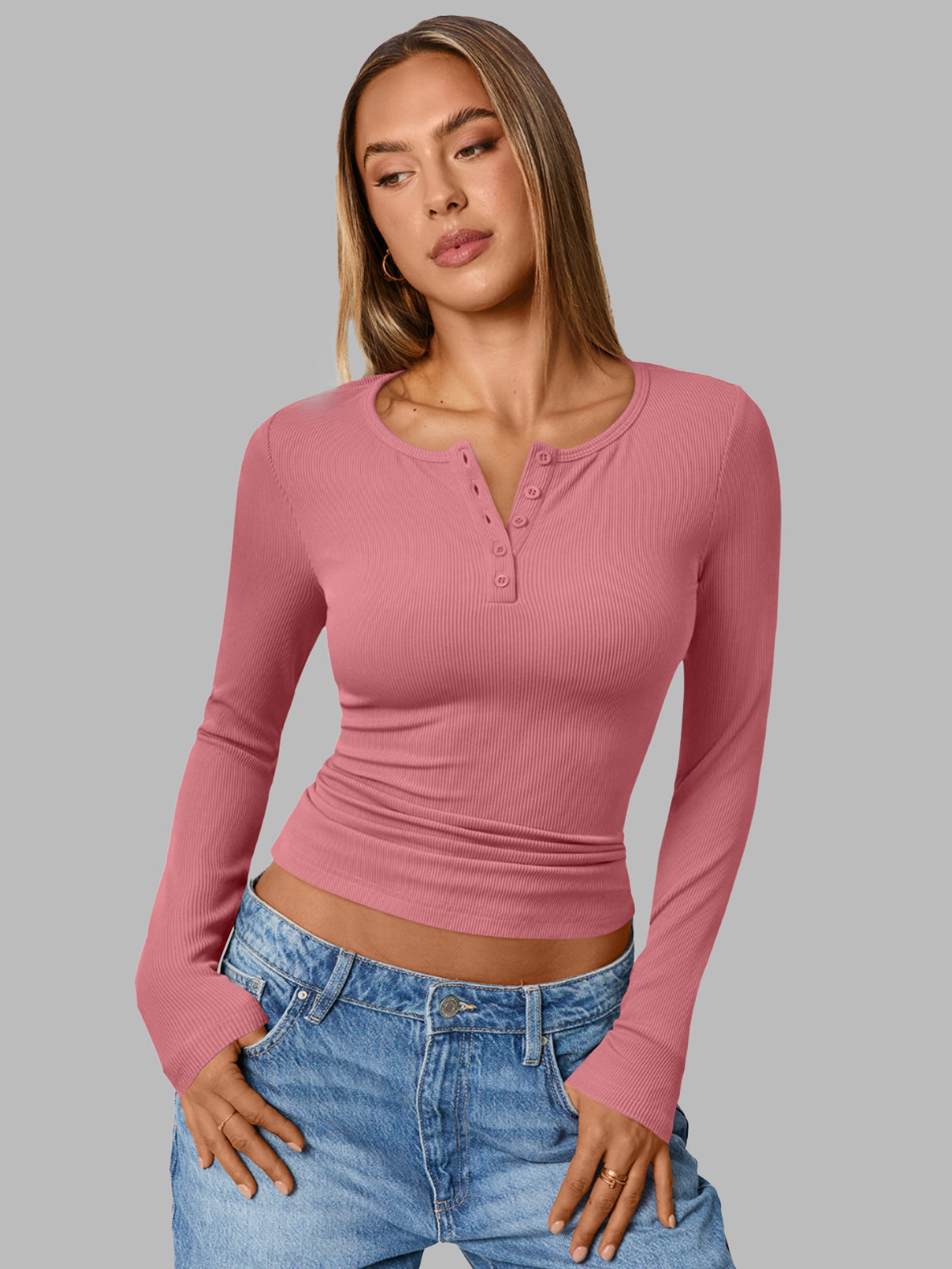 AUTOMET Women's 3-Pack Classic Henley Shirts