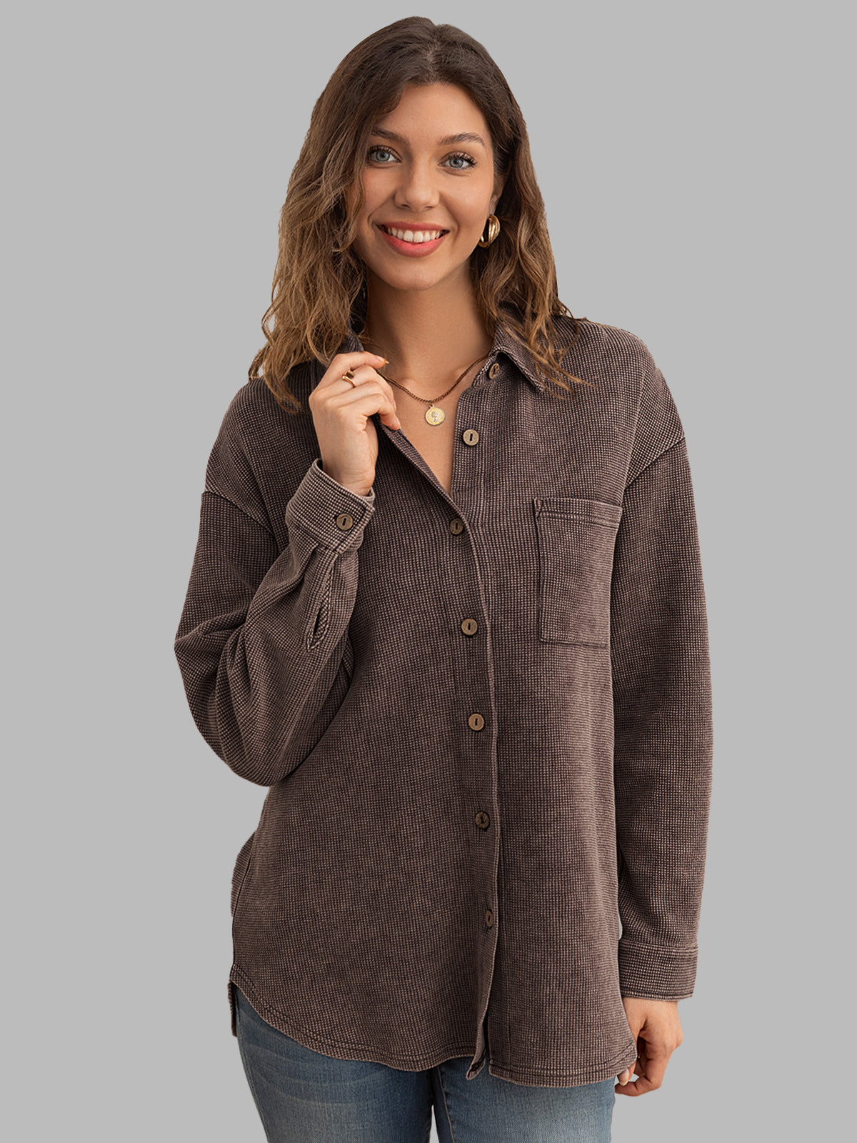 AUTOMET Women's Snow-Washed Waffle Shirt