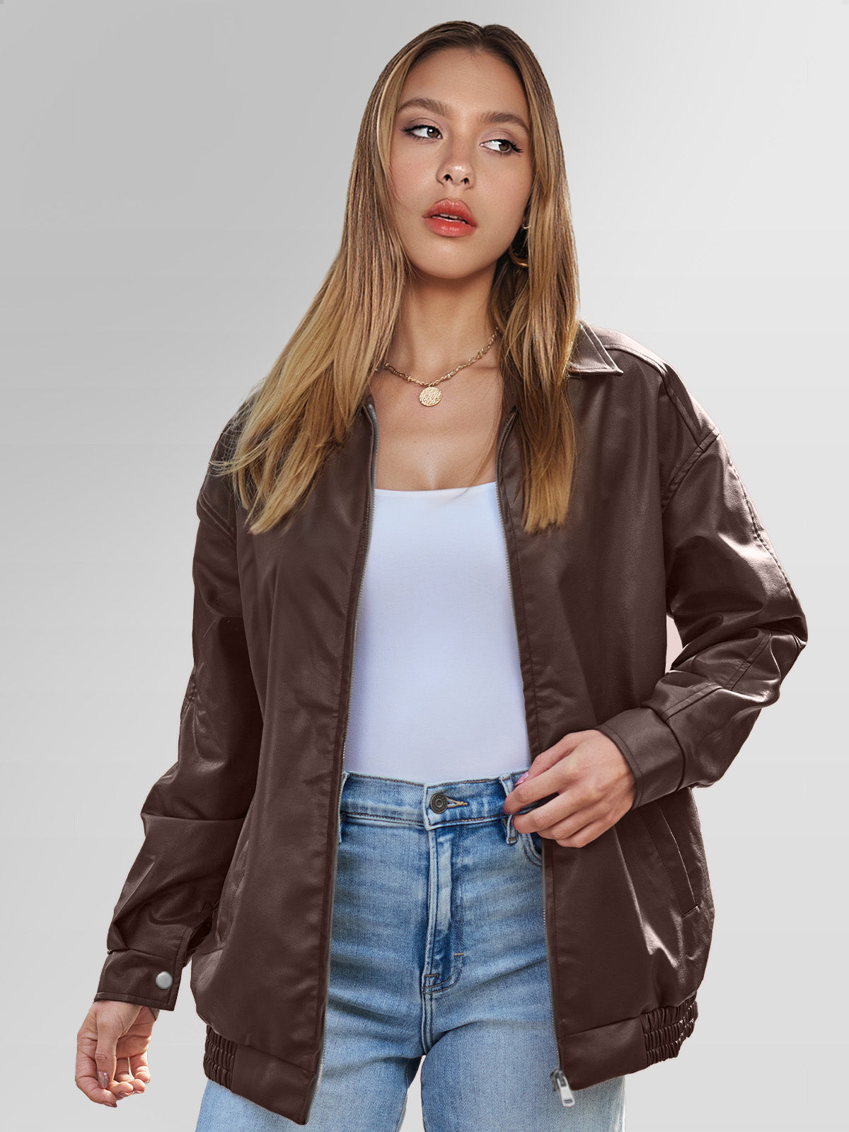 AUTOMET Giacche in pelle oversize da donna in finta pelle scamosciata Moda autunnale Cappotti da motociclista Abiti invernali Vestiti 2024