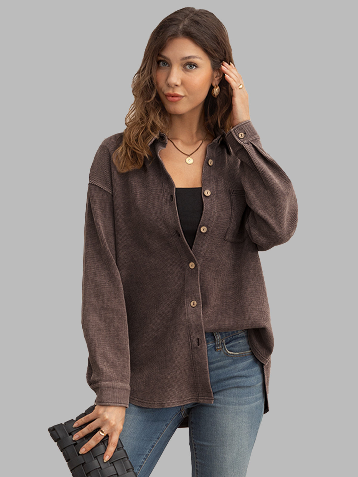 AUTOMET Women's Snow-Washed Waffle Shirt
