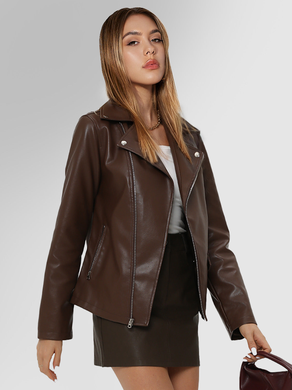 AUTOMET Womens Leather Jacket Fall Faux Suede Zip Up Motorcycle Biker Coat Outwear