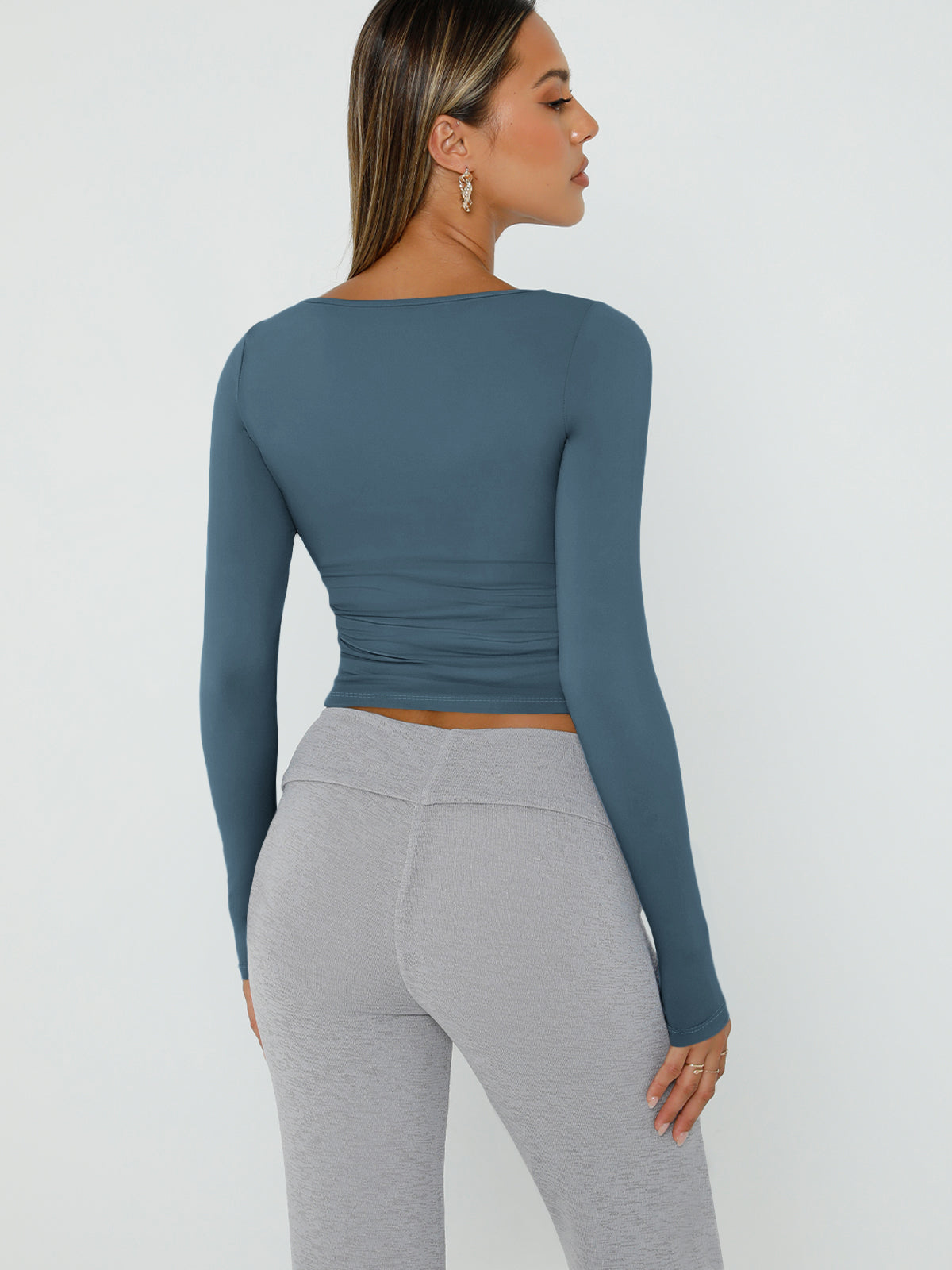 AUTOMET Women's 3-Pack Square Neck Long Sleeves