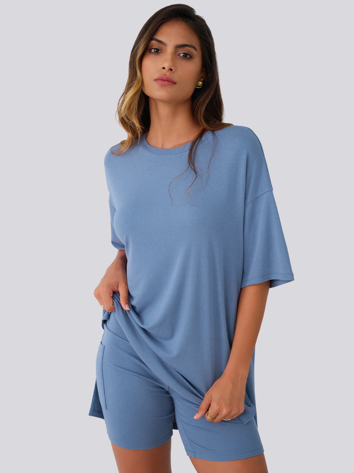 AUTOMET Women's Oversized Short Set with Side Slits