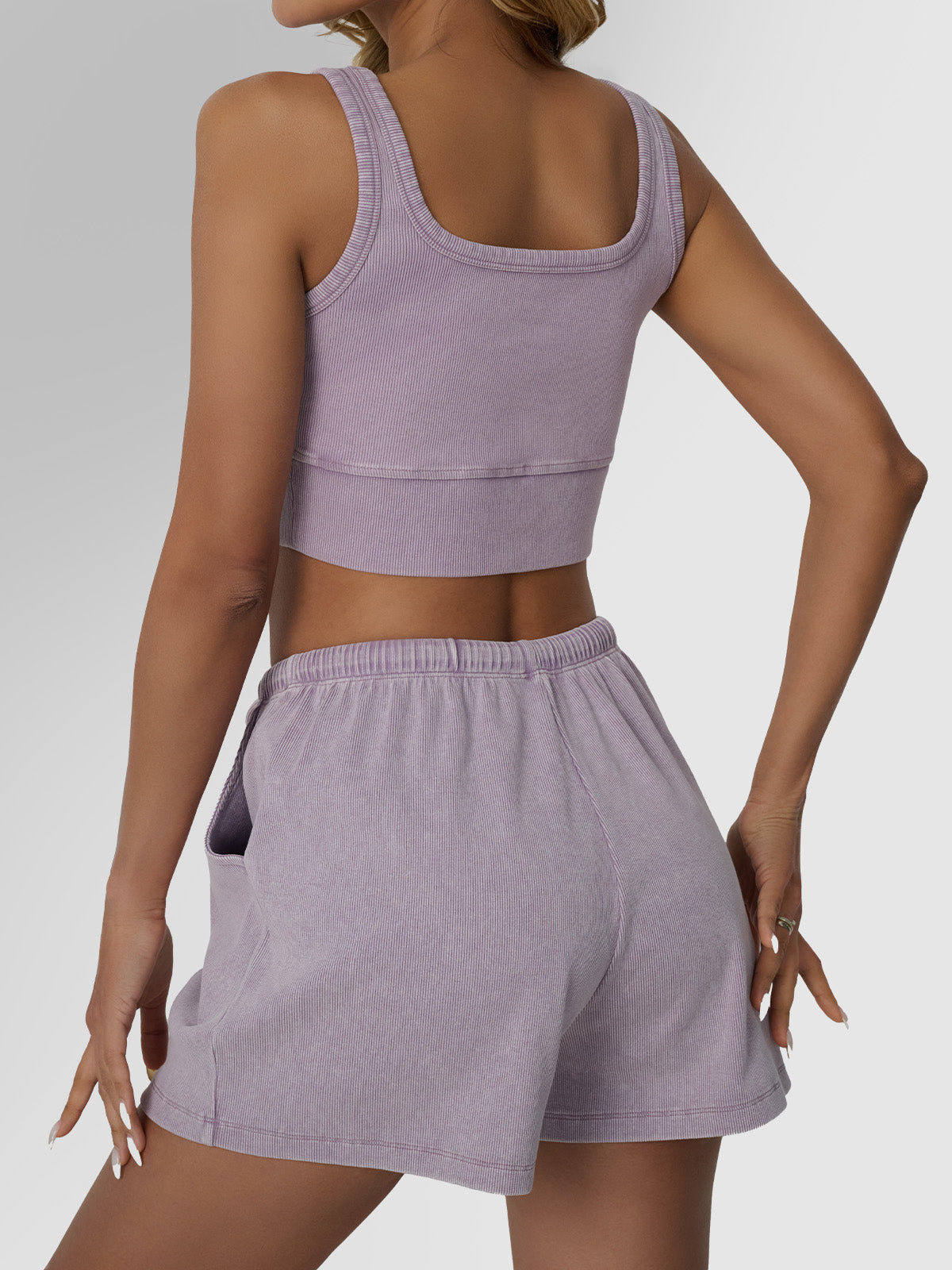 Automet Cropped Ribbed Vest 2-Piece Set