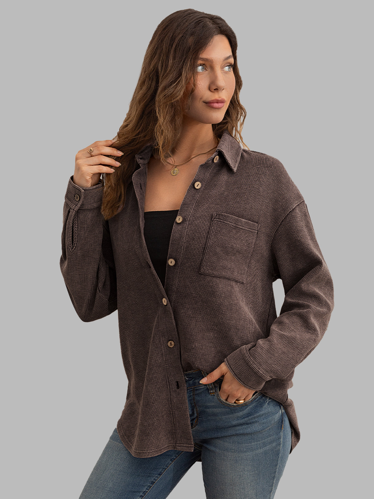 AUTOMET Women's Snow-Washed Waffle Shirt