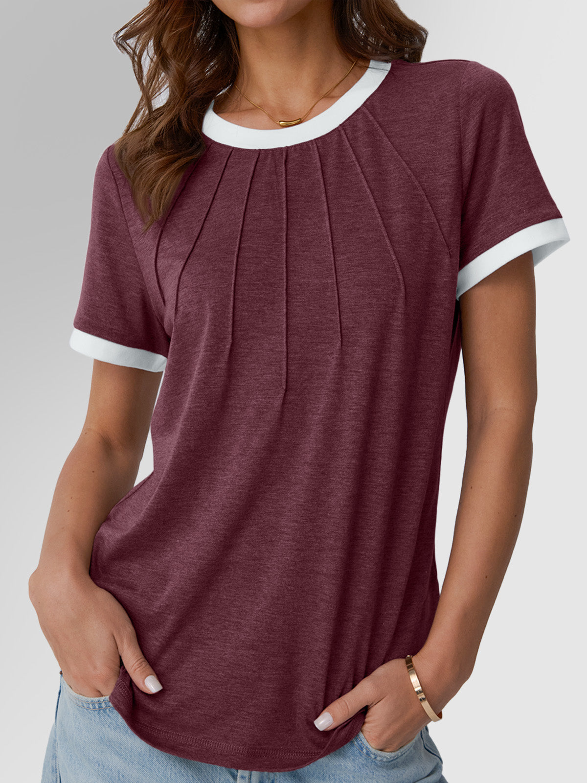 Automet Shirts for Women Summer Spring Tops Short Sleeve Oversized T Shirts Fashion Basic Casual Tee Clothes 2025