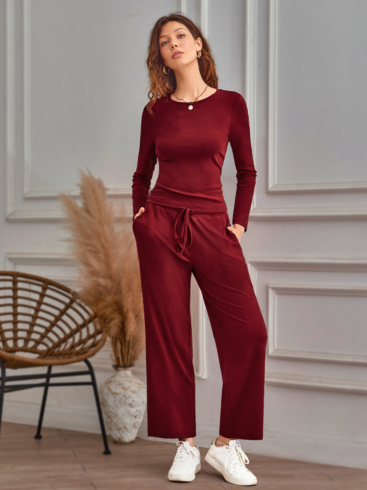 AUTOMET Women's Cropped Set with Draped Waist Detail