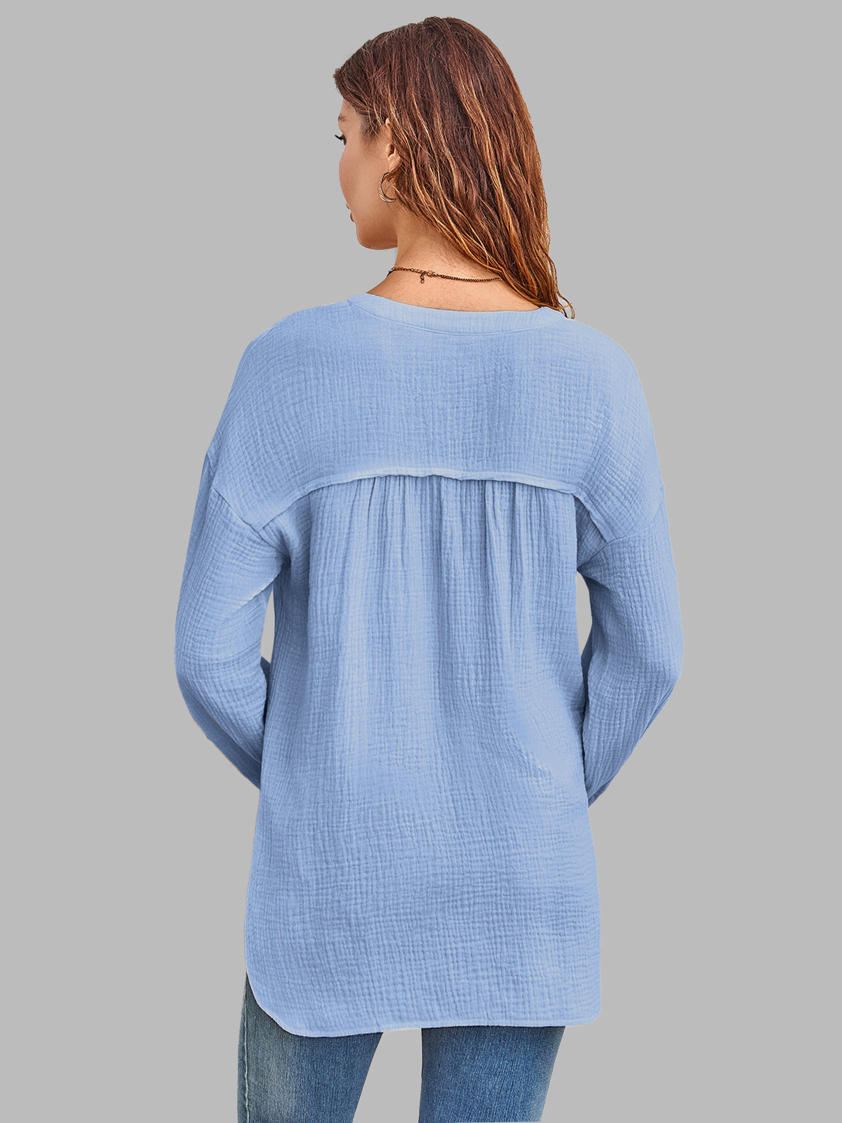 AUTOMET Women's Textured Cotton Long Sleeve Shirt