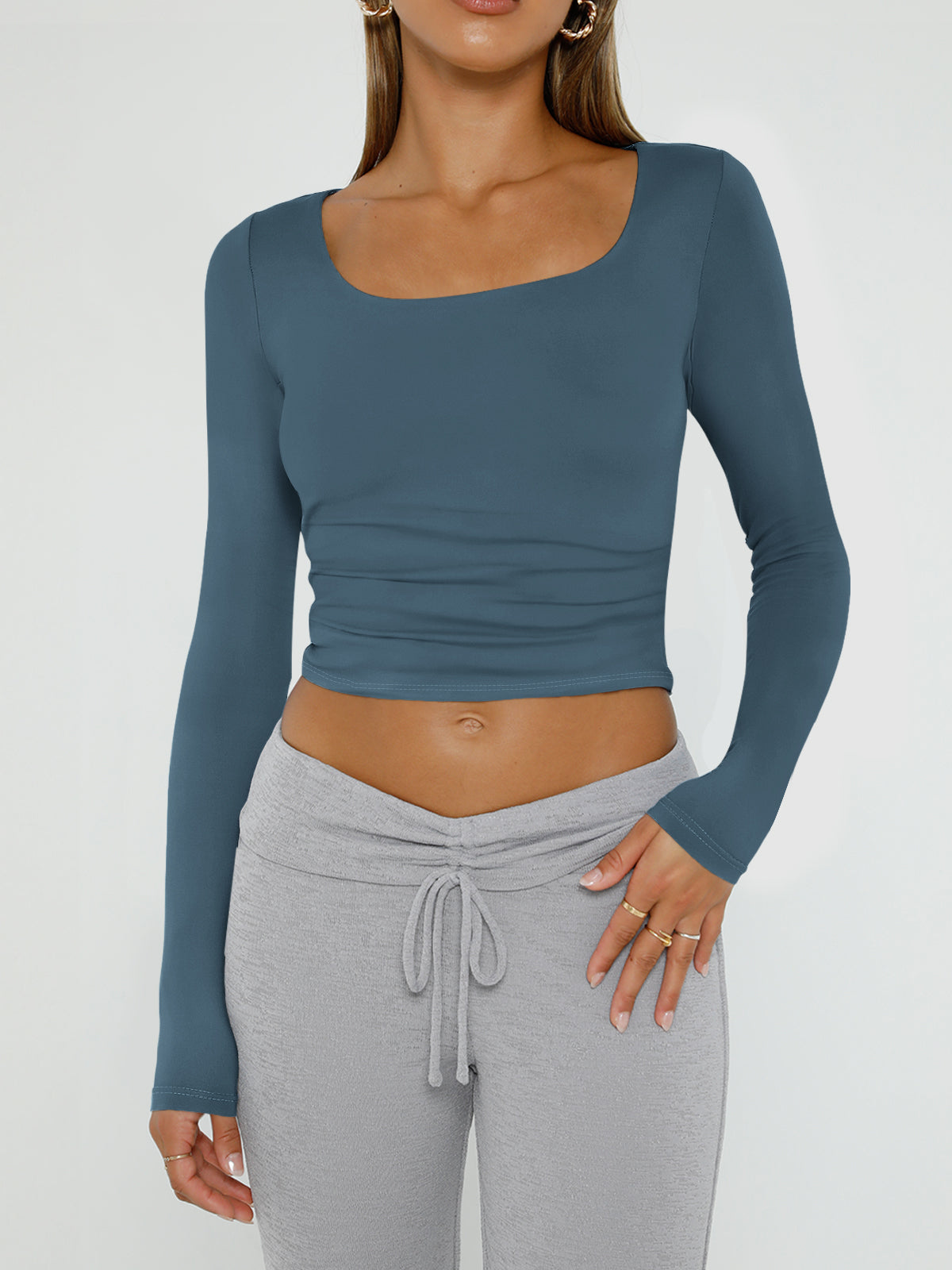 AUTOMET Women's 3-Pack Square Neck Long Sleeves