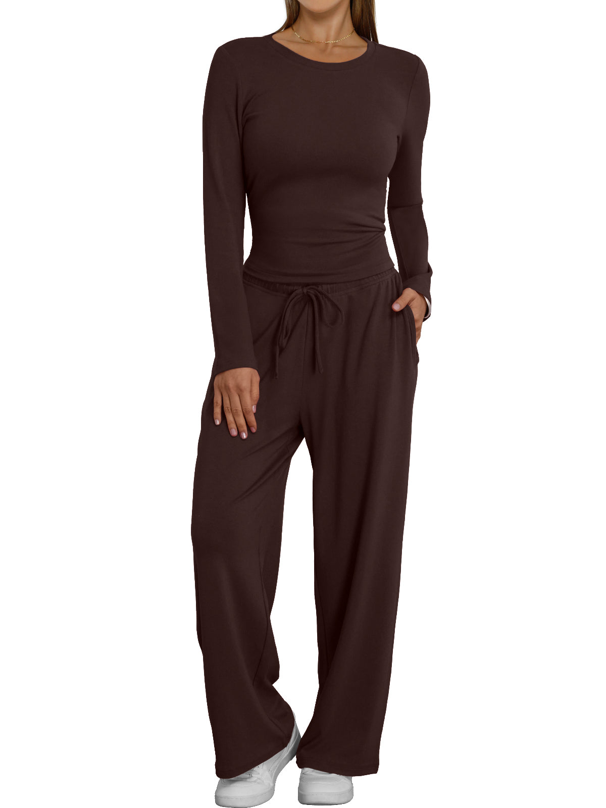 AUTOMET Women's Cropped Set with Draped Waist Detail