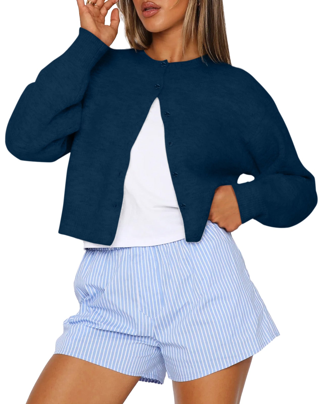AUTOMET Women's Cropped Knit Cardigan