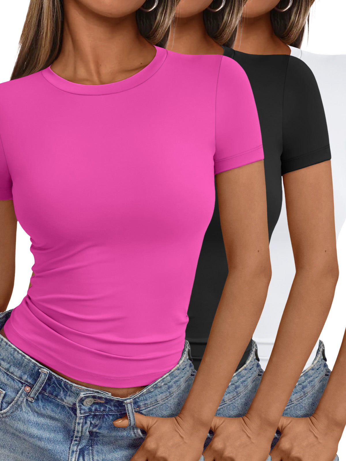 AUTOMET women 3 piece short-sleeved top slim fit Y2K fashion clothing