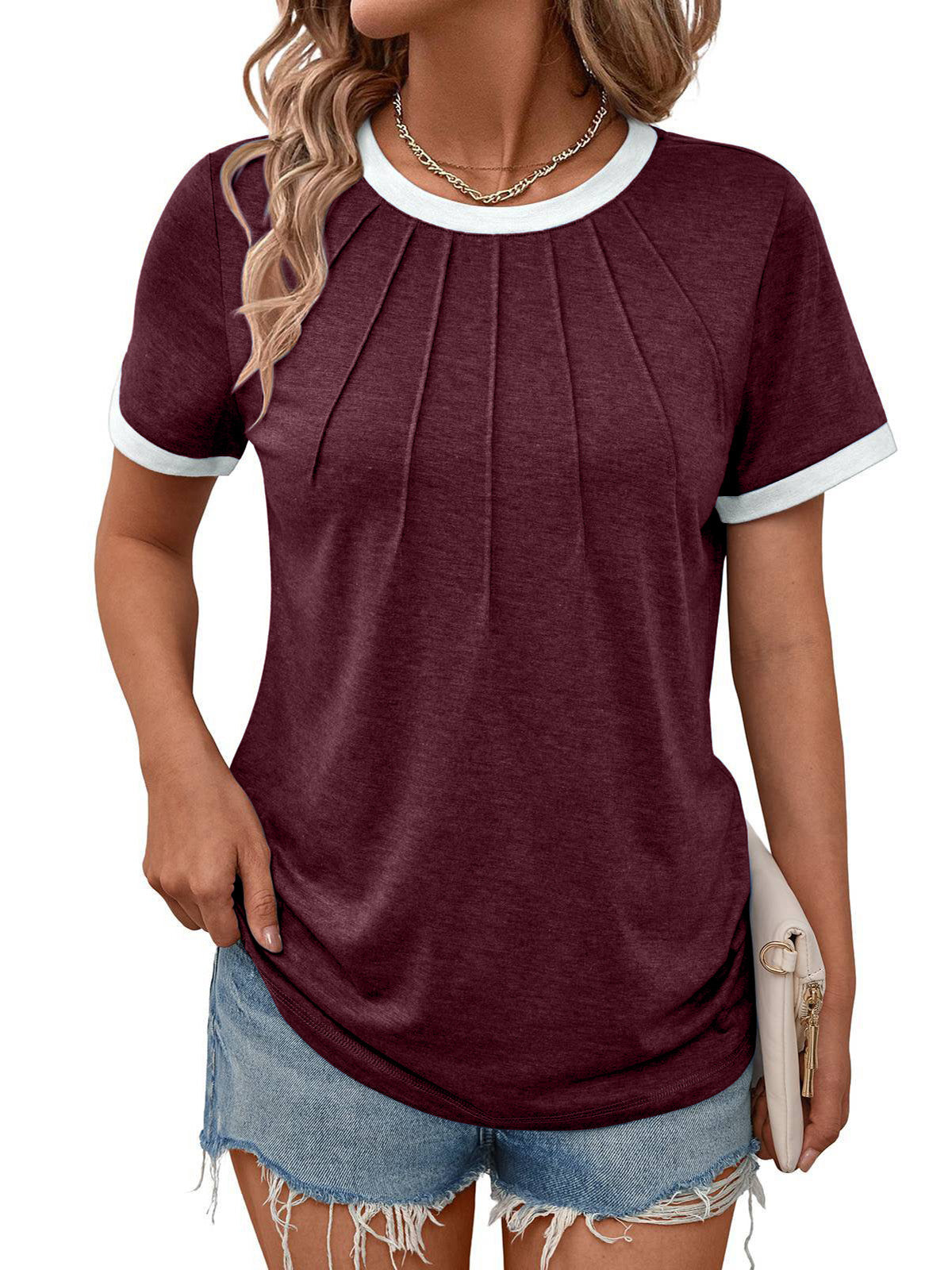 Automet Shirts for Women Summer Spring Tops Short Sleeve Oversized T Shirts Fashion Basic Casual Tee Clothes 2025