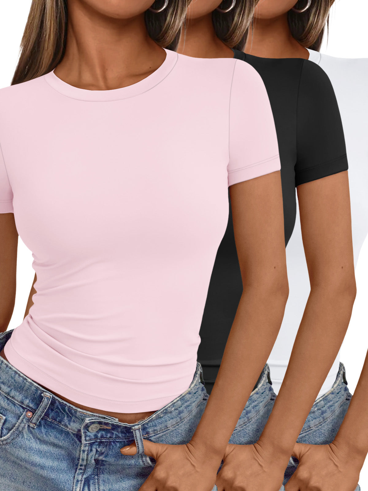 AUTOMET women 3 piece short-sleeved top slim fit Y2K fashion clothing