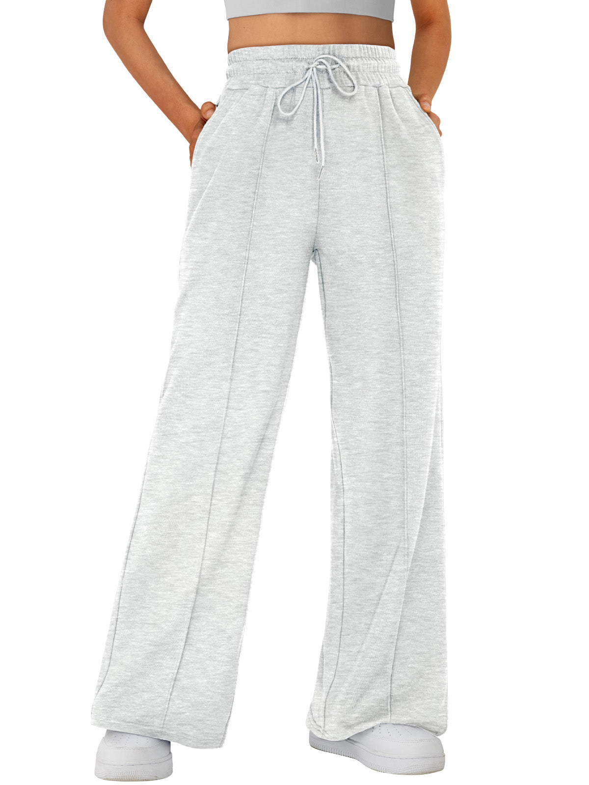 AUTOMET Women’s Wide Leg Sweatpants High Waisted Baggy Flared Pants Drawstring Athletic Joggers