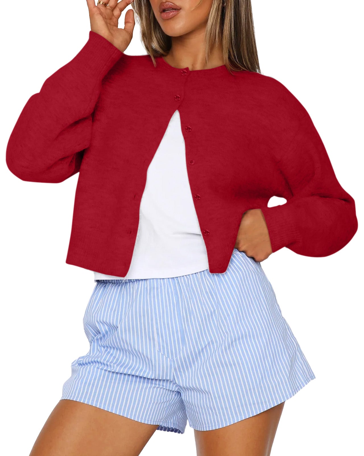 AUTOMET Women's Cropped Knit Cardigan