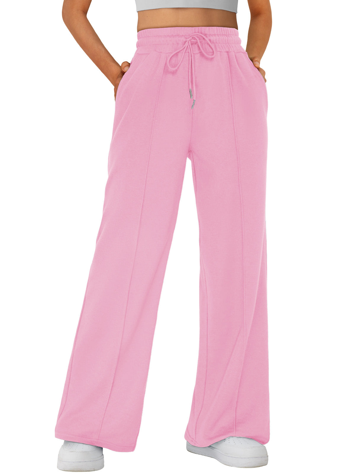 AUTOMET Women’s Wide Leg Sweatpants High Waisted Baggy Flared Pants Drawstring Athletic Joggers