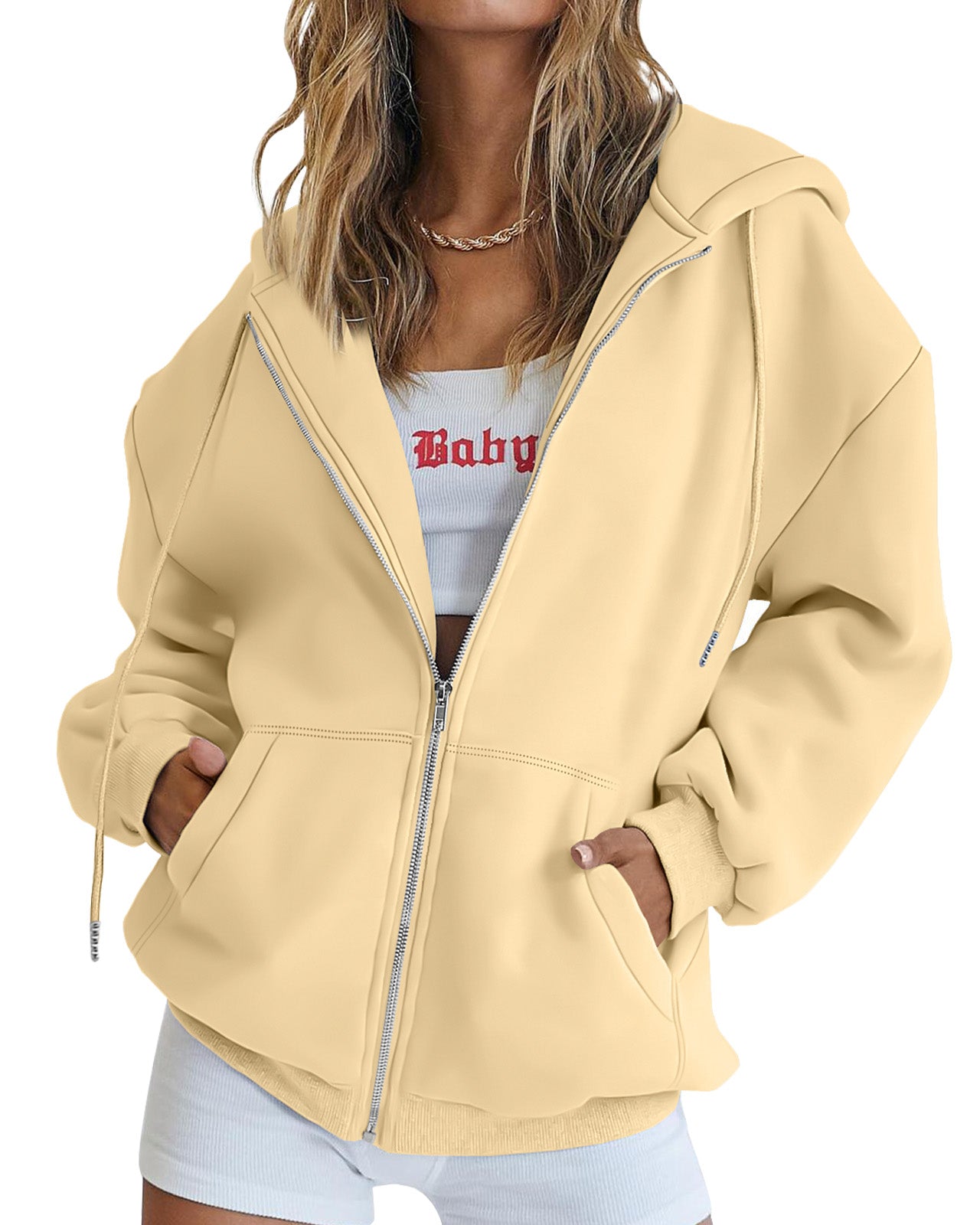 AUTOMET Women's Oversized Hooded Zip-Up