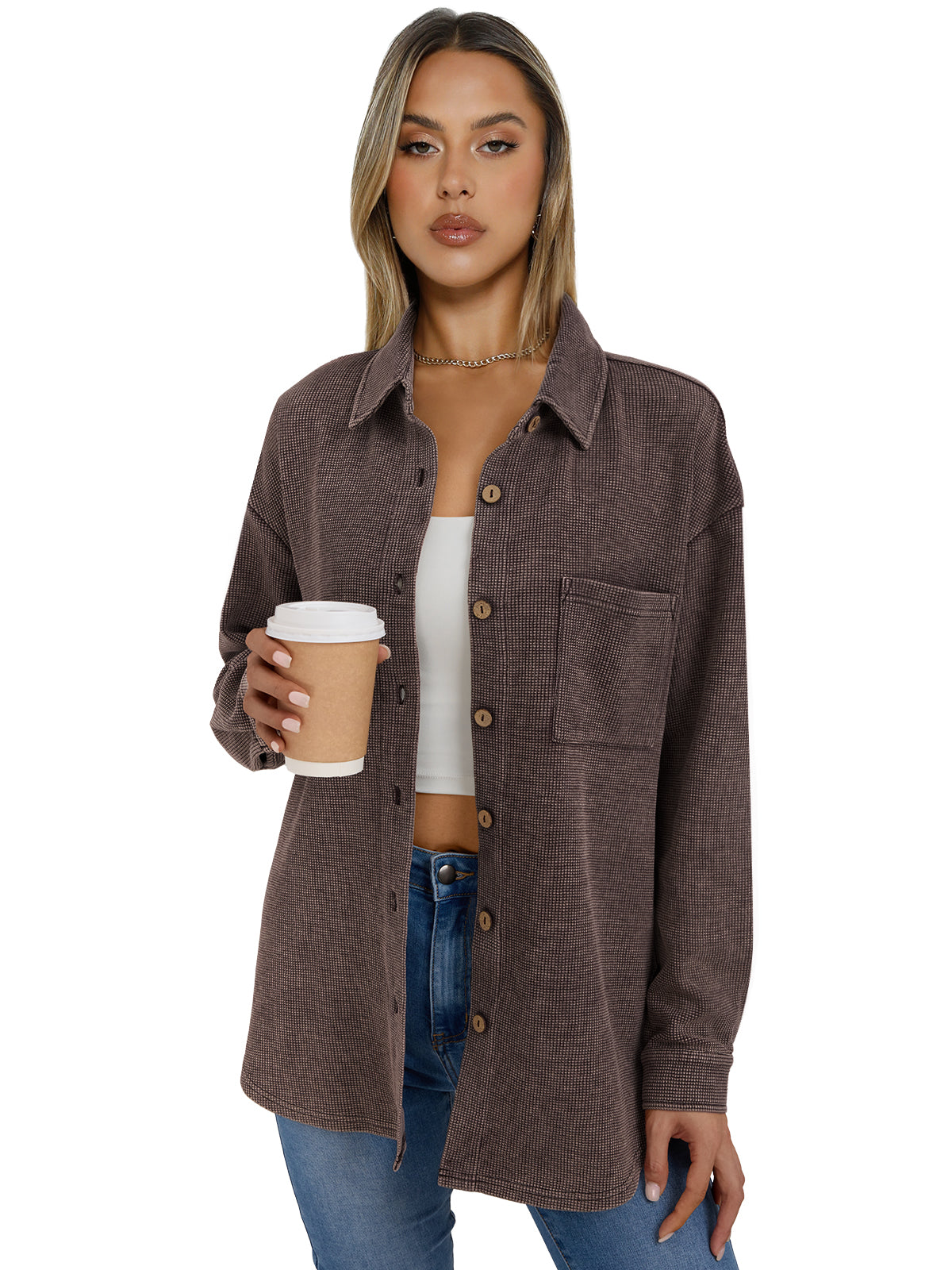 AUTOMET Women's Snow-Washed Waffle Shirt