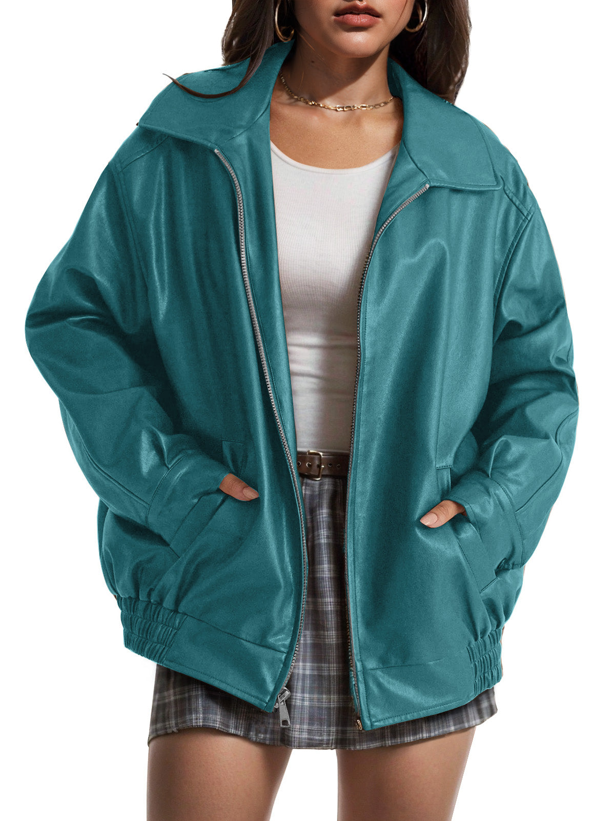 AUTOMET Giacche in pelle oversize da donna in finta pelle scamosciata Moda autunnale Cappotti da motociclista Abiti invernali Vestiti 2024