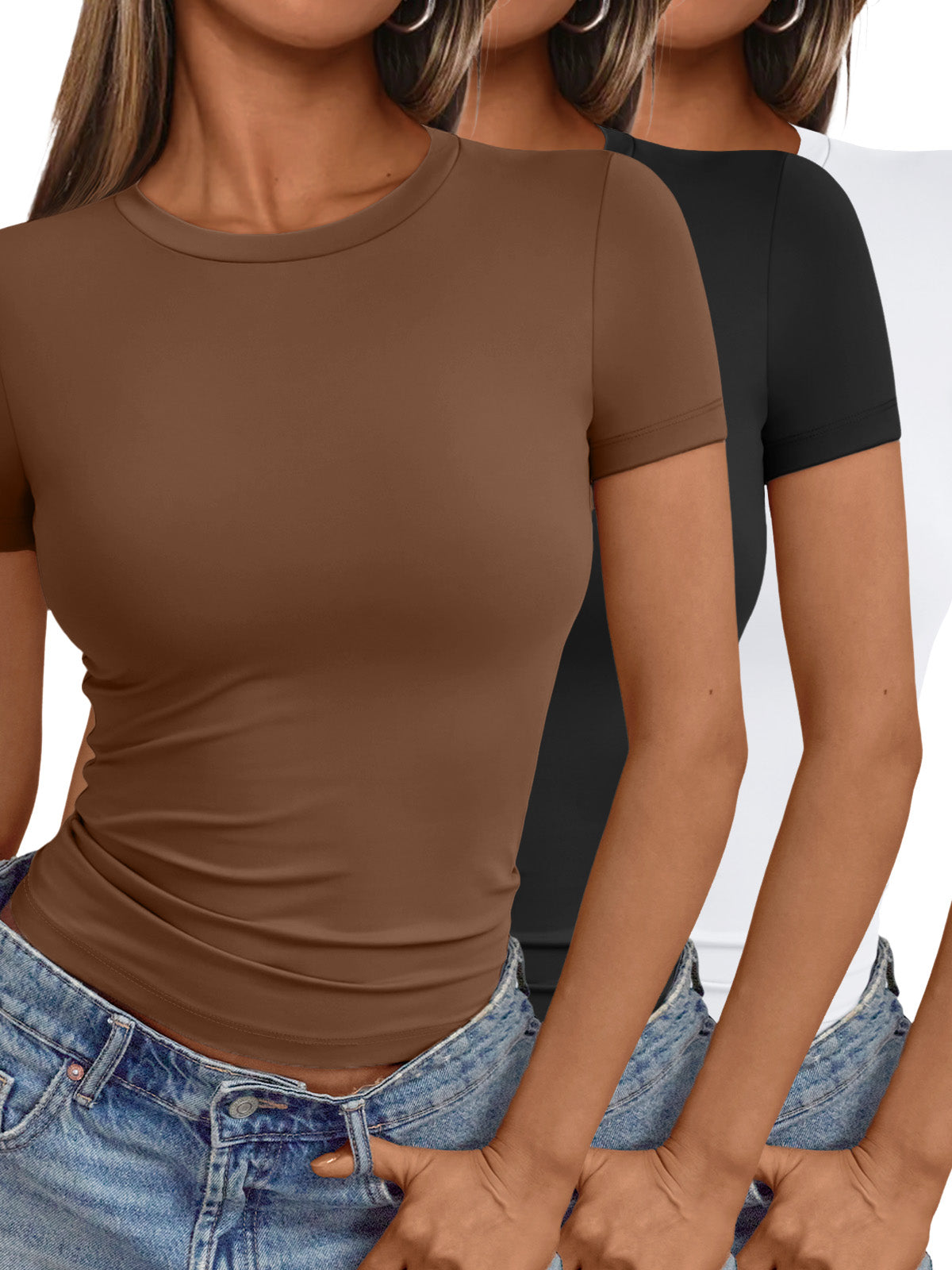 AUTOMET women 3 piece short-sleeved top slim fit Y2K fashion clothing