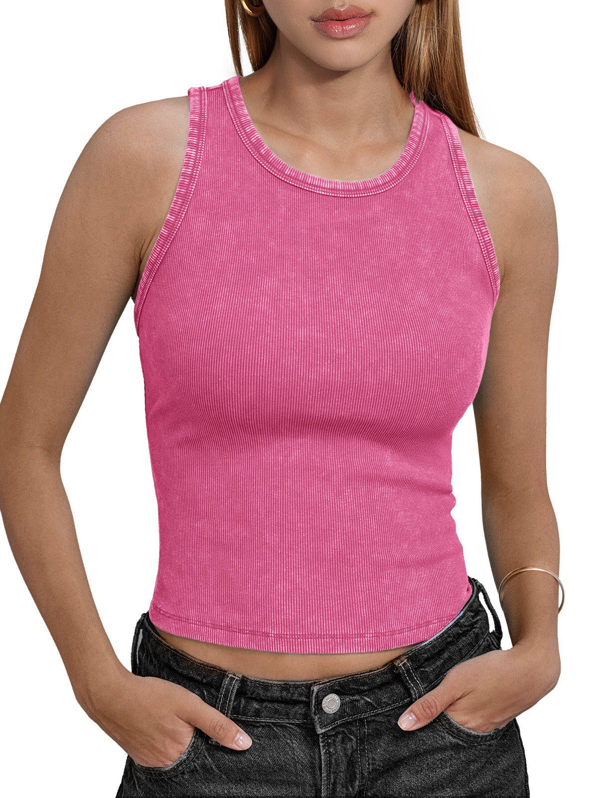 Women's sleeveless round neck vest