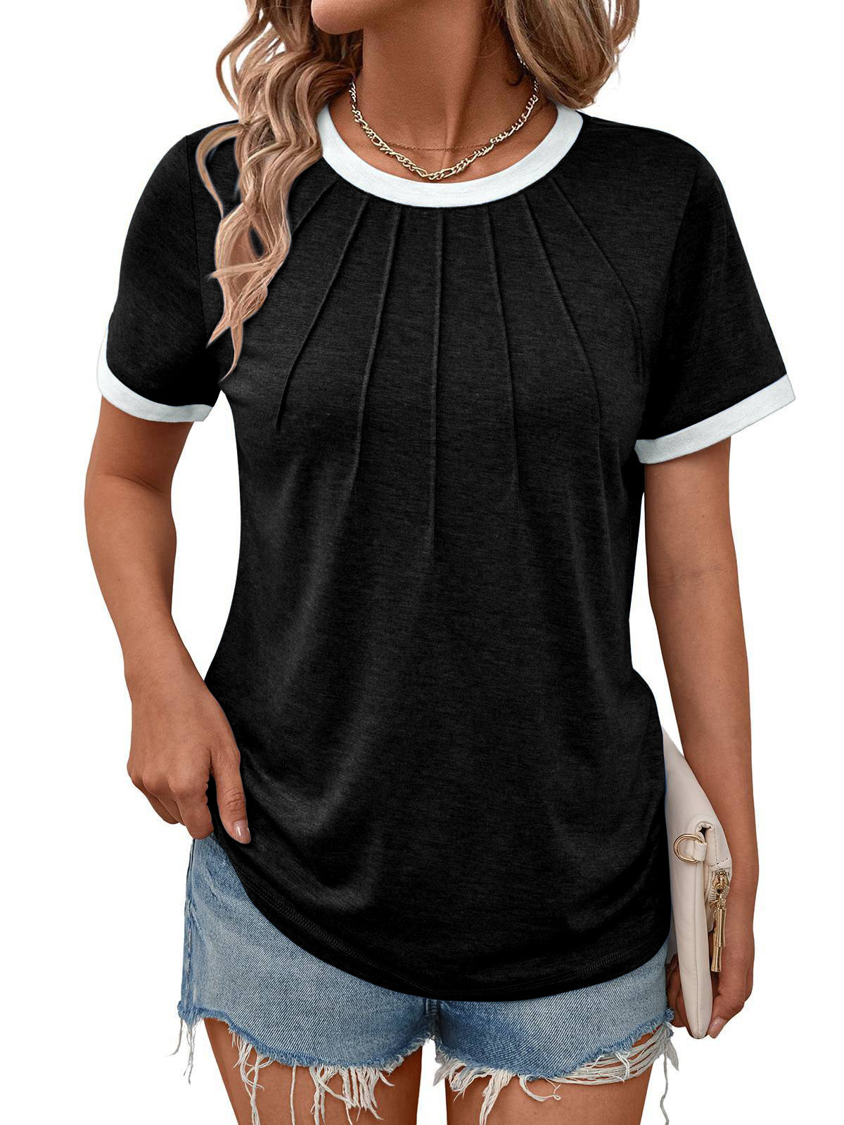 Automet Shirts for Women Summer Spring Tops Short Sleeve Oversized T Shirts Fashion Basic Casual Tee Clothes 2025