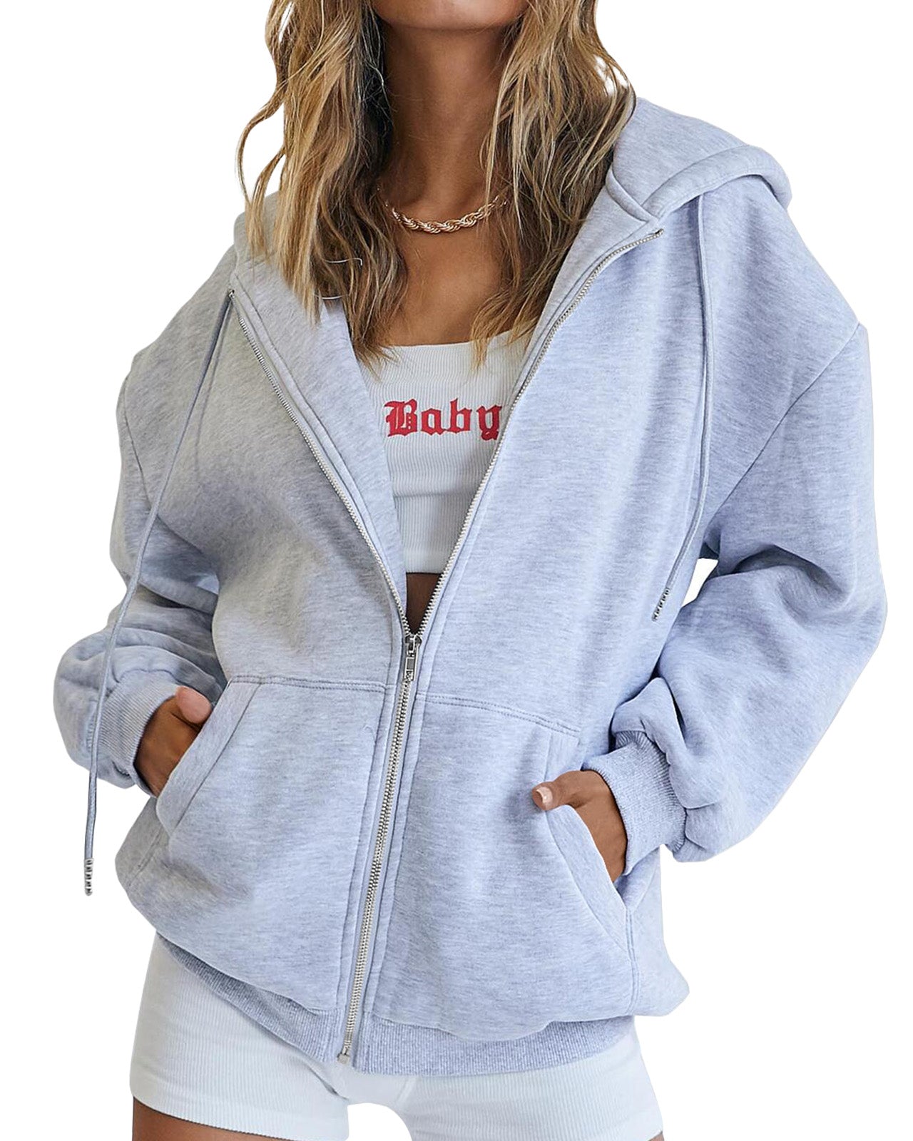 AUTOMET Women's Oversized Hooded Zip-Up