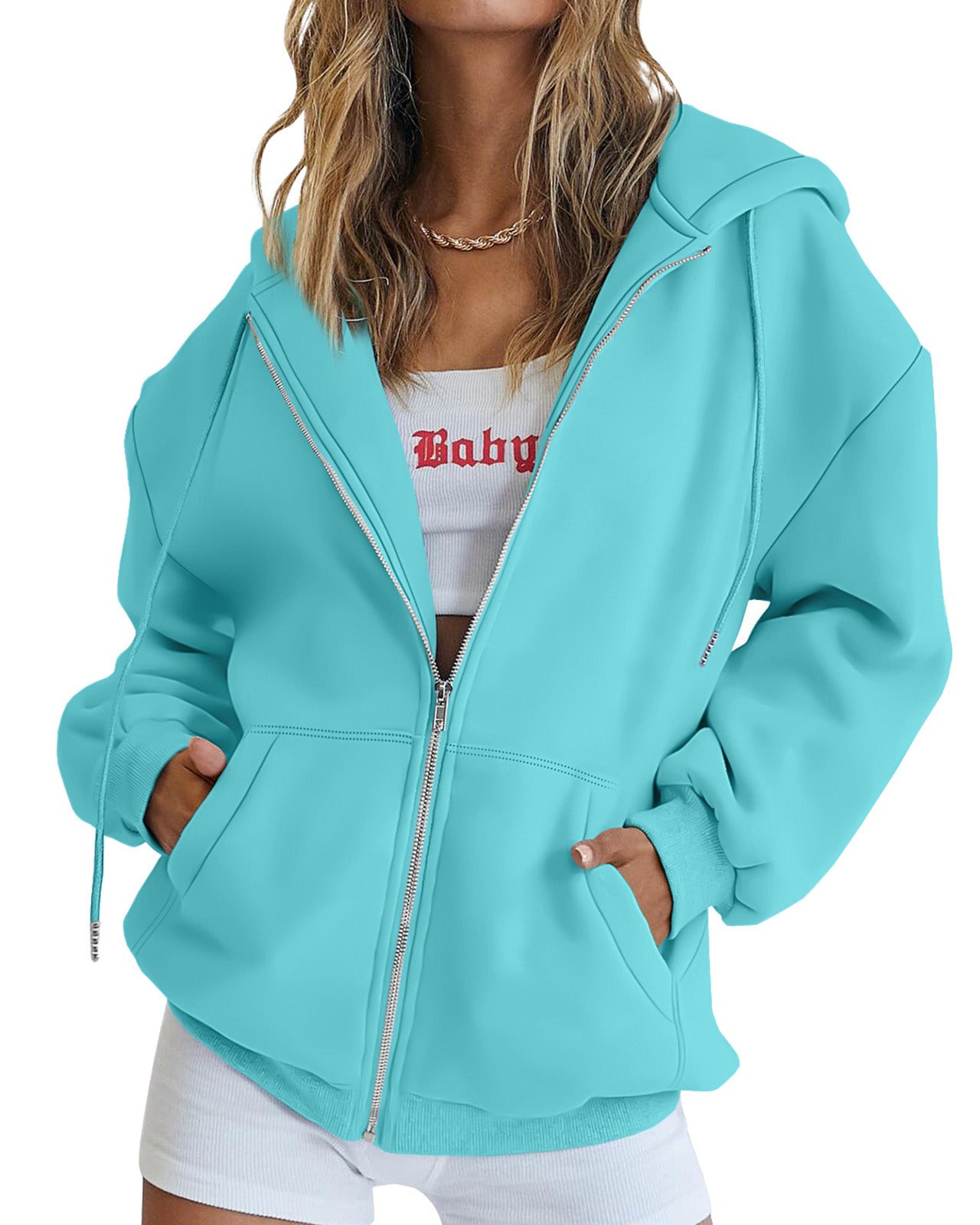 AUTOMET Women's Oversized Hooded Zip-Up