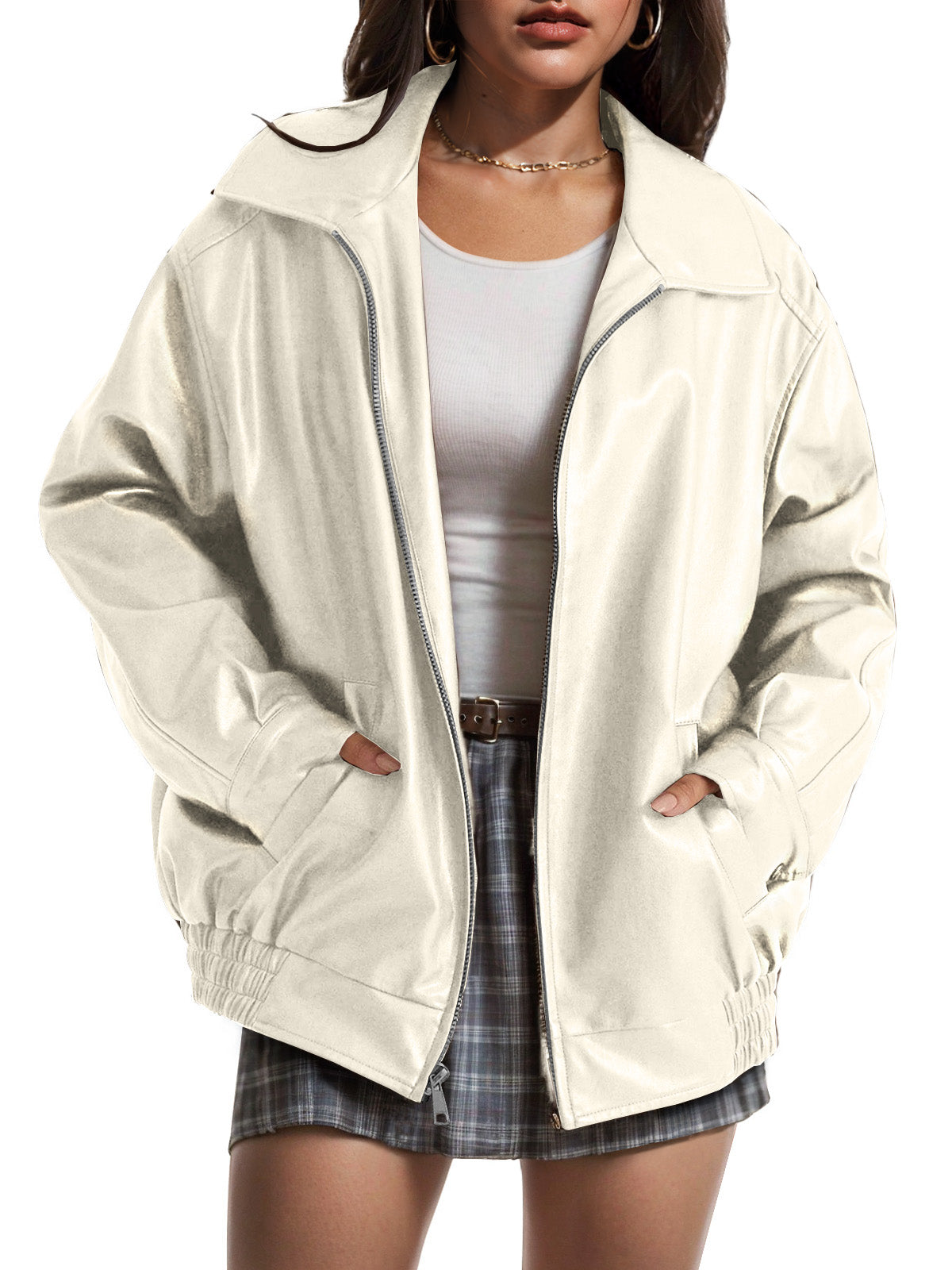 AUTOMET Giacche in pelle oversize da donna in finta pelle scamosciata Moda autunnale Cappotti da motociclista Abiti invernali Vestiti 2024