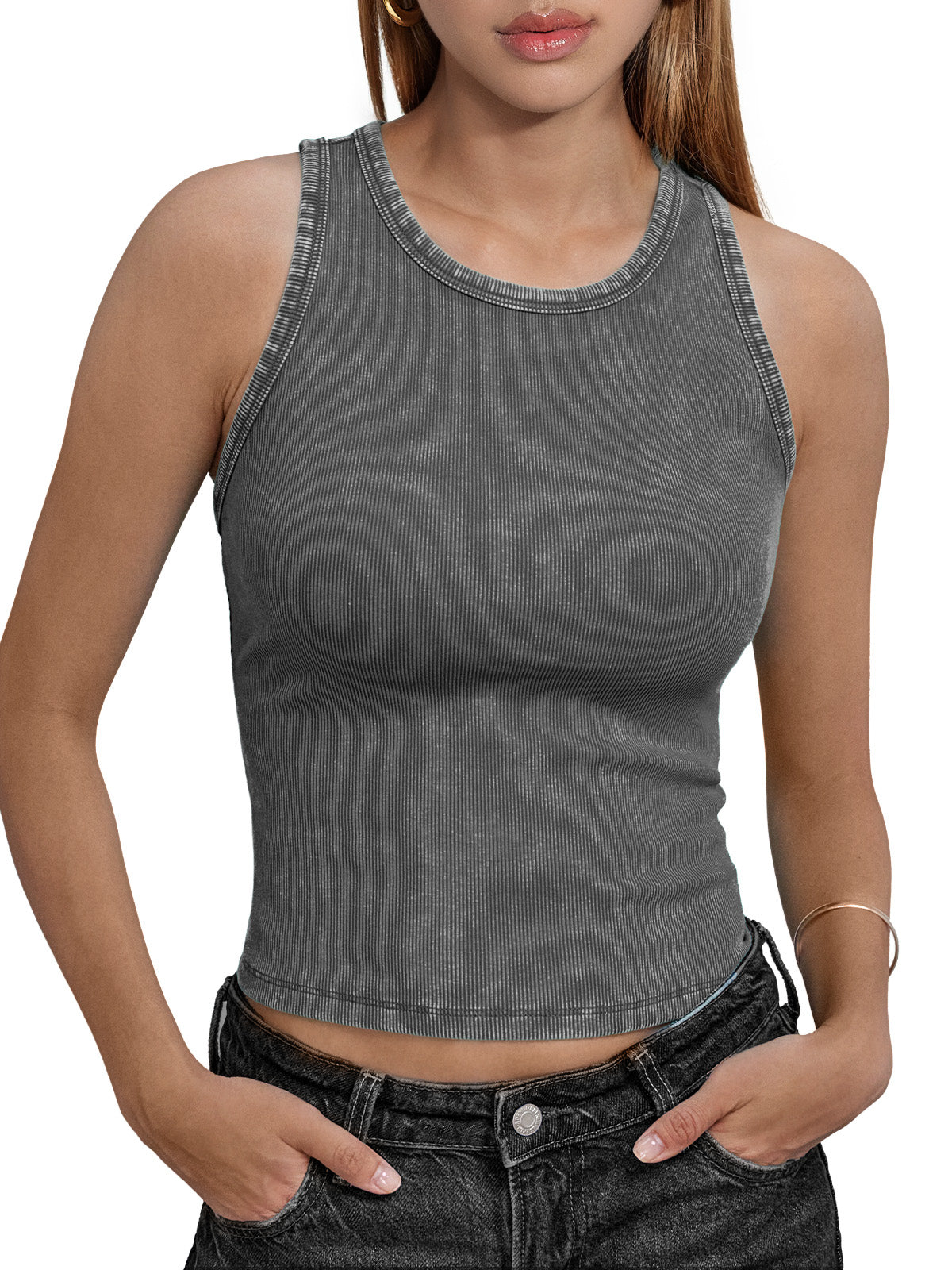 Women's sleeveless round neck vest