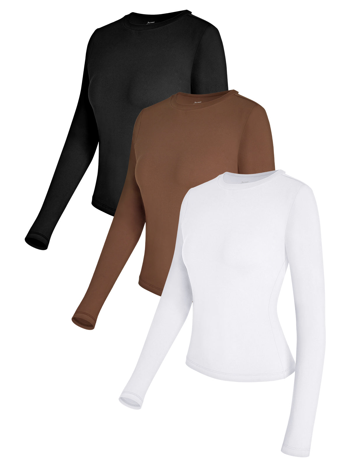 AUTOMET Womens 3 Piece Long Sleeve Shirts Basic Crop Tops Going Out Fall Fashion Underscrubs Layer Slim Fit Y2K Tops