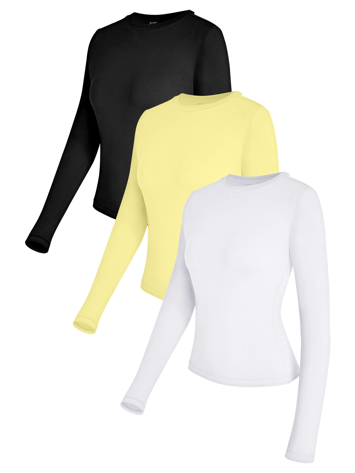 AUTOMET Womens 3 Piece Long Sleeve Shirts Basic Crop Tops Going Out Fall Fashion Underscrubs Layer Slim Fit Y2K Tops