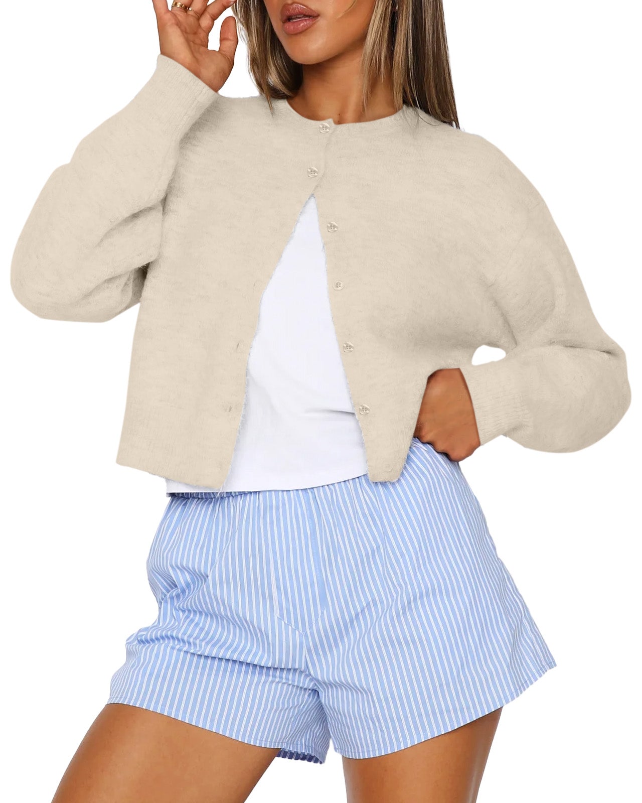 AUTOMET Women's Cropped Knit Cardigan