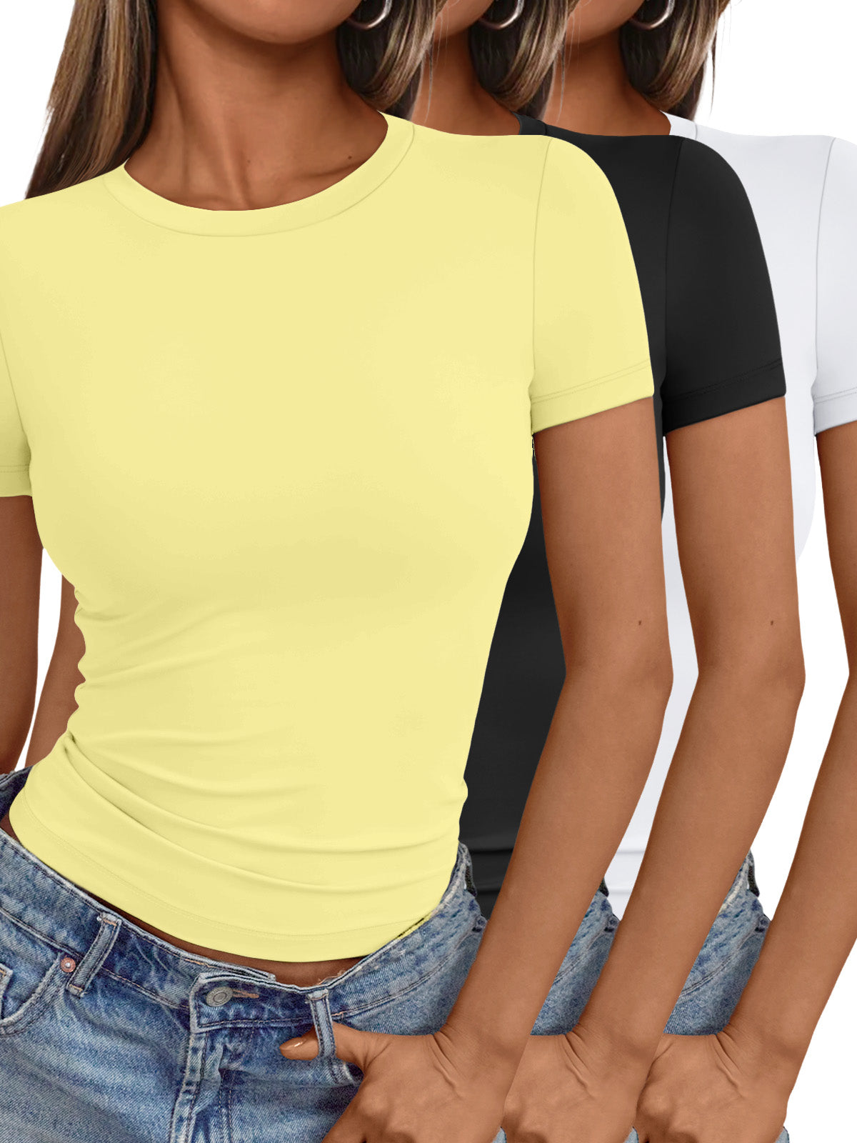 AUTOMET women 3 piece short-sleeved top slim fit Y2K fashion clothing