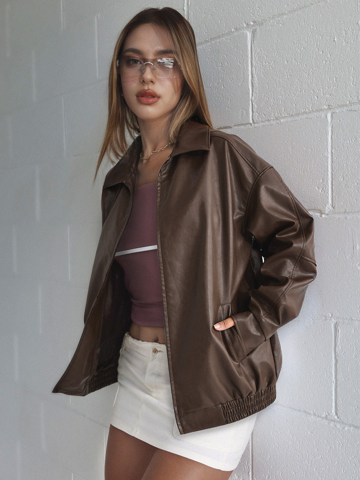 AUTOMET Giacche in pelle oversize da donna in finta pelle scamosciata Moda autunnale Cappotti da motociclista Abiti invernali Vestiti 2024
