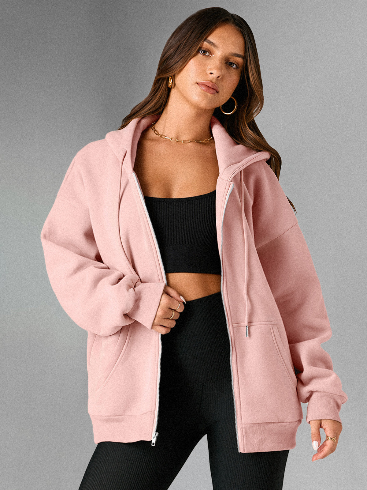 AUTOMET Women's Oversized Hooded Zip-Up