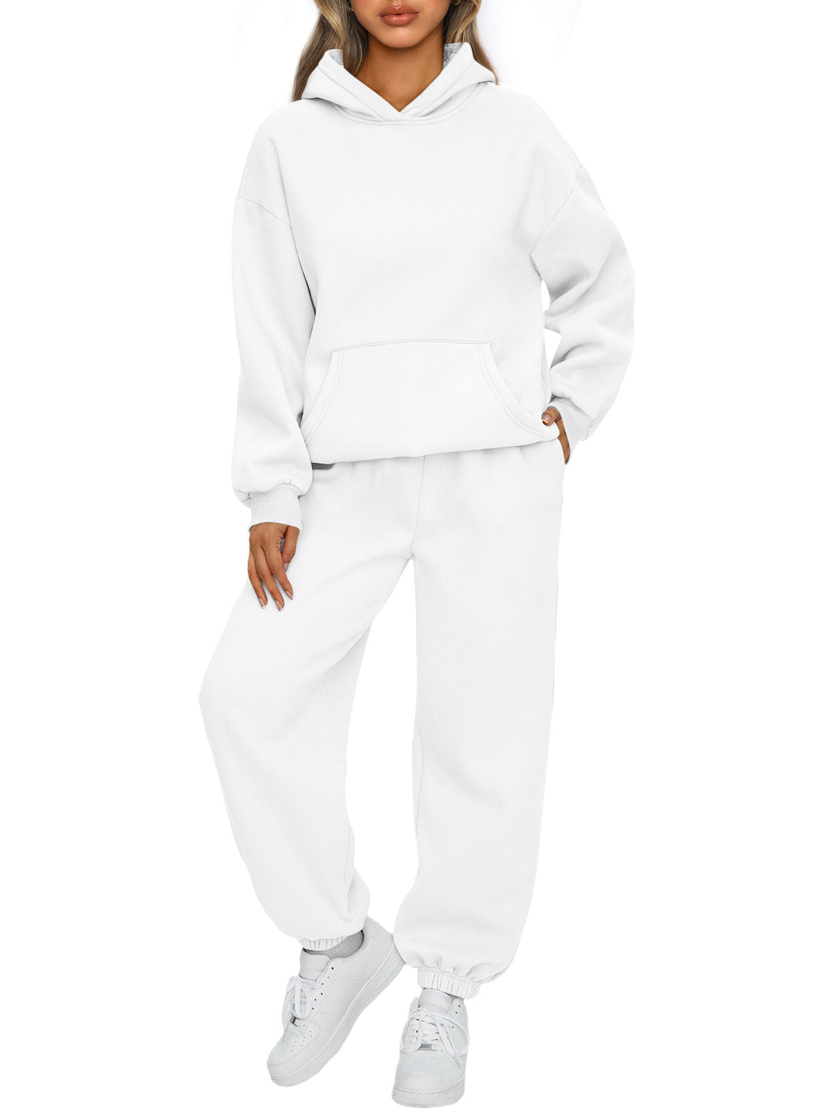 AUTOMET Womens 2 Piece Lounge Sweat Sets Fall Fashion Matching Sweatsuits
Oversized Hoodies,Kangaroo Pocket,Drop Shoulder,Side Pockets Sweatpants