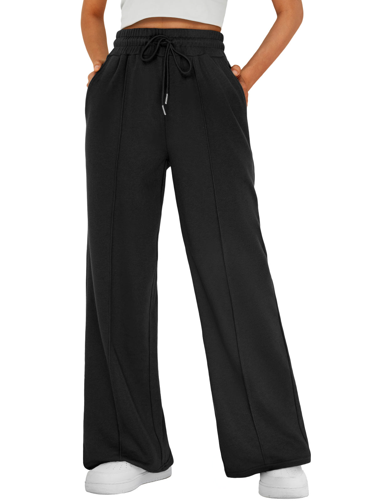AUTOMET Womens Wide Leg Sweatpants Baggy Fall Lounge Sweat Pants Cotton Blend Wide Leg Pants with Pockets and Drawstring Waist