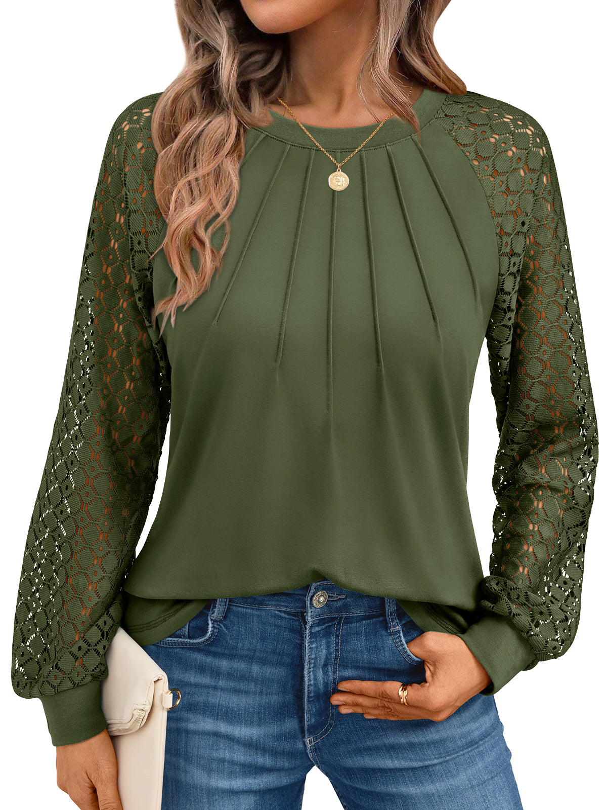 Army Green lace top