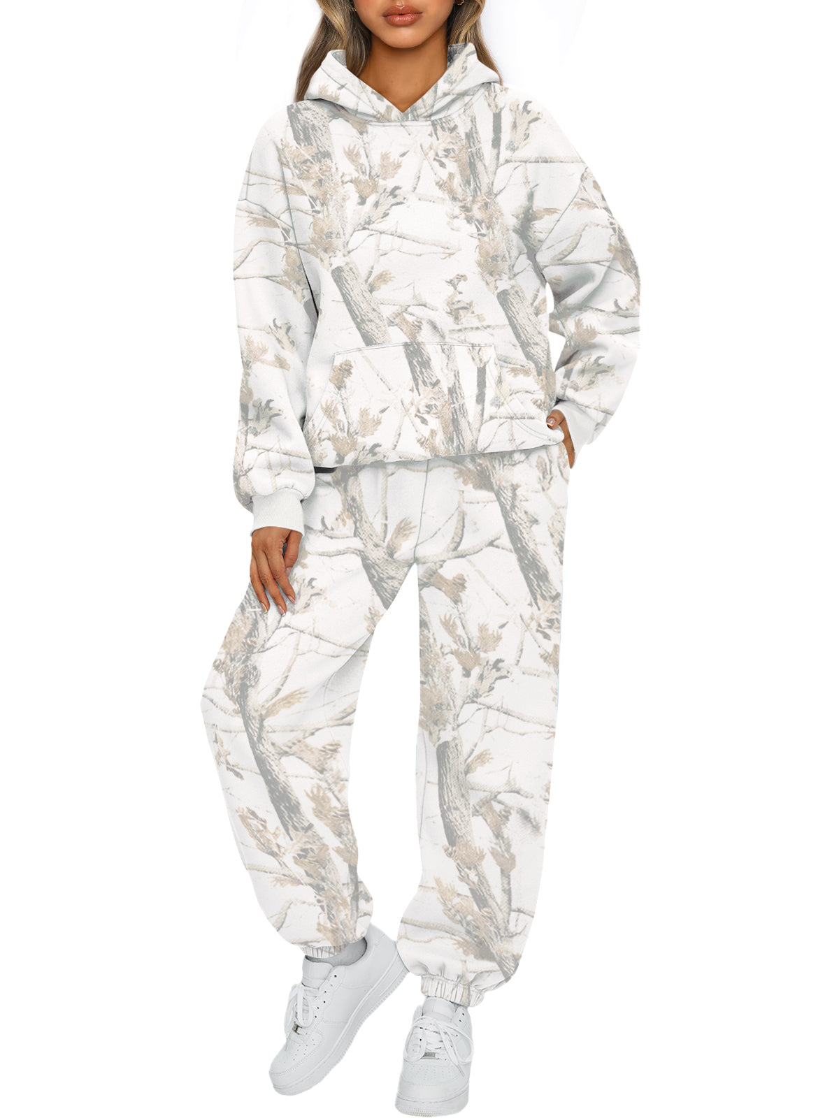 AUTOMET Womens 2 Piece Lounge Sweat Sets Fall Fashion Matching Sweatsuits
Oversized Hoodies,Kangaroo Pocket,Drop Shoulder,Side Pockets Sweatpants