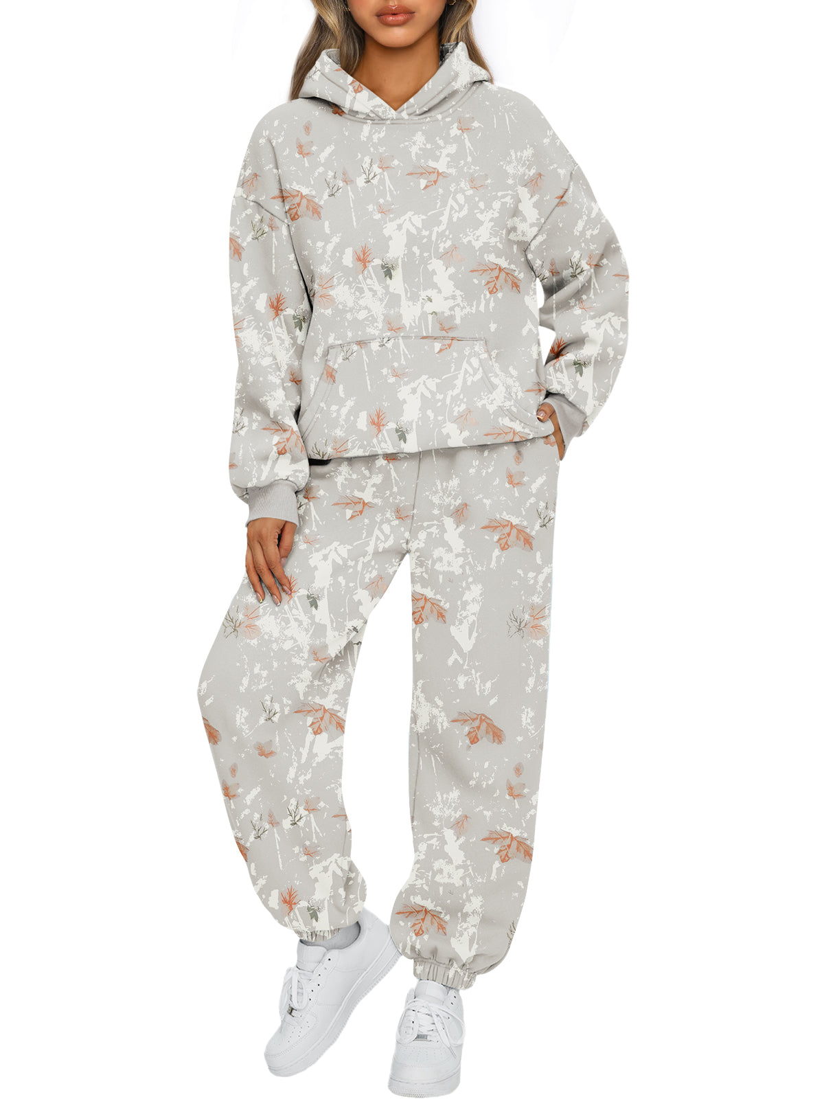 AUTOMET Womens 2 Piece Lounge Sweat Sets Fall Fashion Matching Sweatsuits
Oversized Hoodies,Kangaroo Pocket,Drop Shoulder,Side Pockets Sweatpants