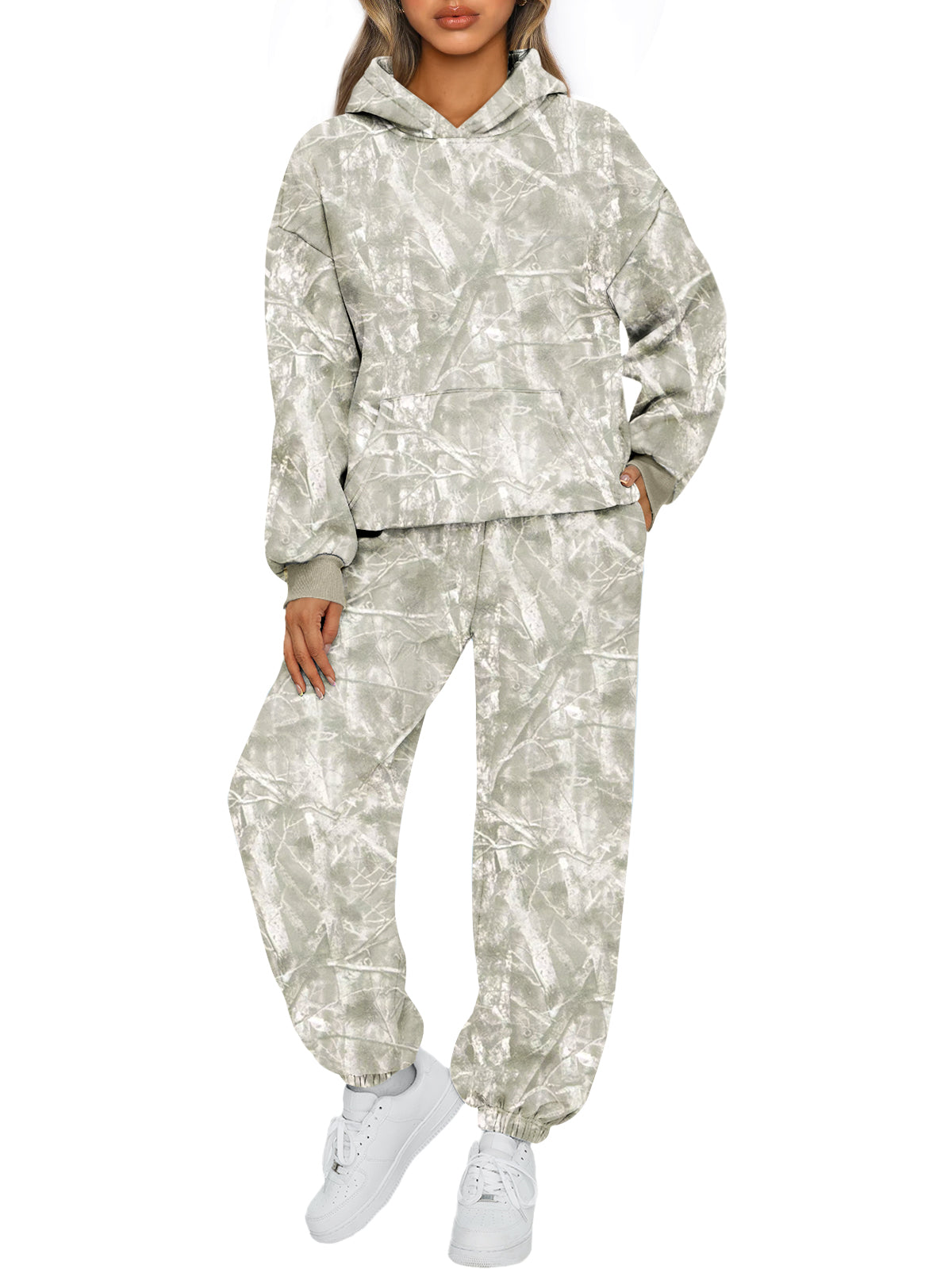 AUTOMET Womens 2 Piece Lounge Sweat Sets Fall Fashion Matching Sweatsuits
Oversized Hoodies,Kangaroo Pocket,Drop Shoulder,Side Pockets Sweatpants