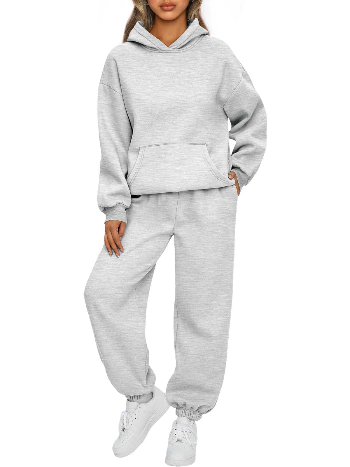 AUTOMET Womens 2 Piece Lounge Sweat Sets Fall Fashion Matching Sweatsuits
Oversized Hoodies,Kangaroo Pocket,Drop Shoulder,Side Pockets Sweatpants