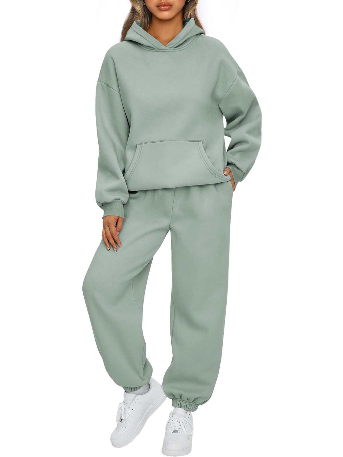 AUTOMET Womens 2 Piece Lounge Sweat Sets Fall Fashion Matching Sweatsuits
Oversized Hoodies,Kangaroo Pocket,Drop Shoulder,Side Pockets Sweatpants