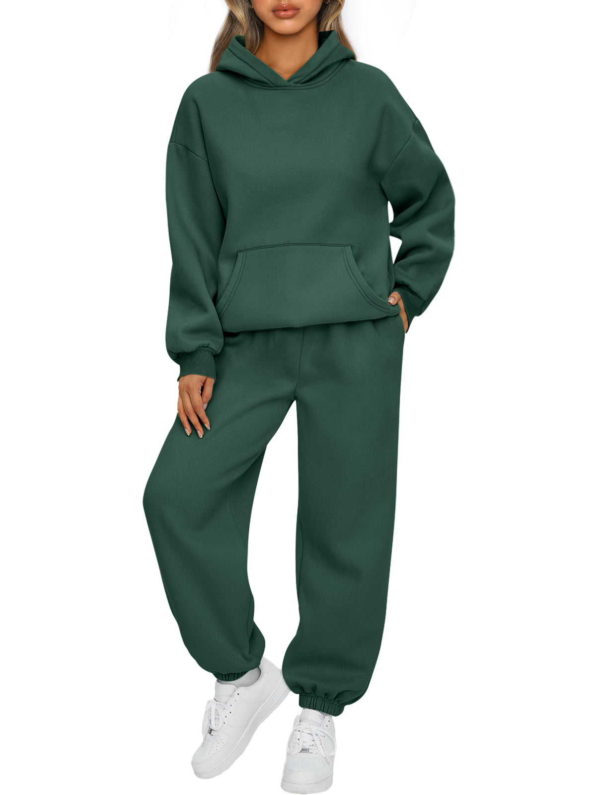 AUTOMET Womens 2 Piece Lounge Sweat Sets Fall Fashion Matching Sweatsuits
Oversized Hoodies,Kangaroo Pocket,Drop Shoulder,Side Pockets Sweatpants