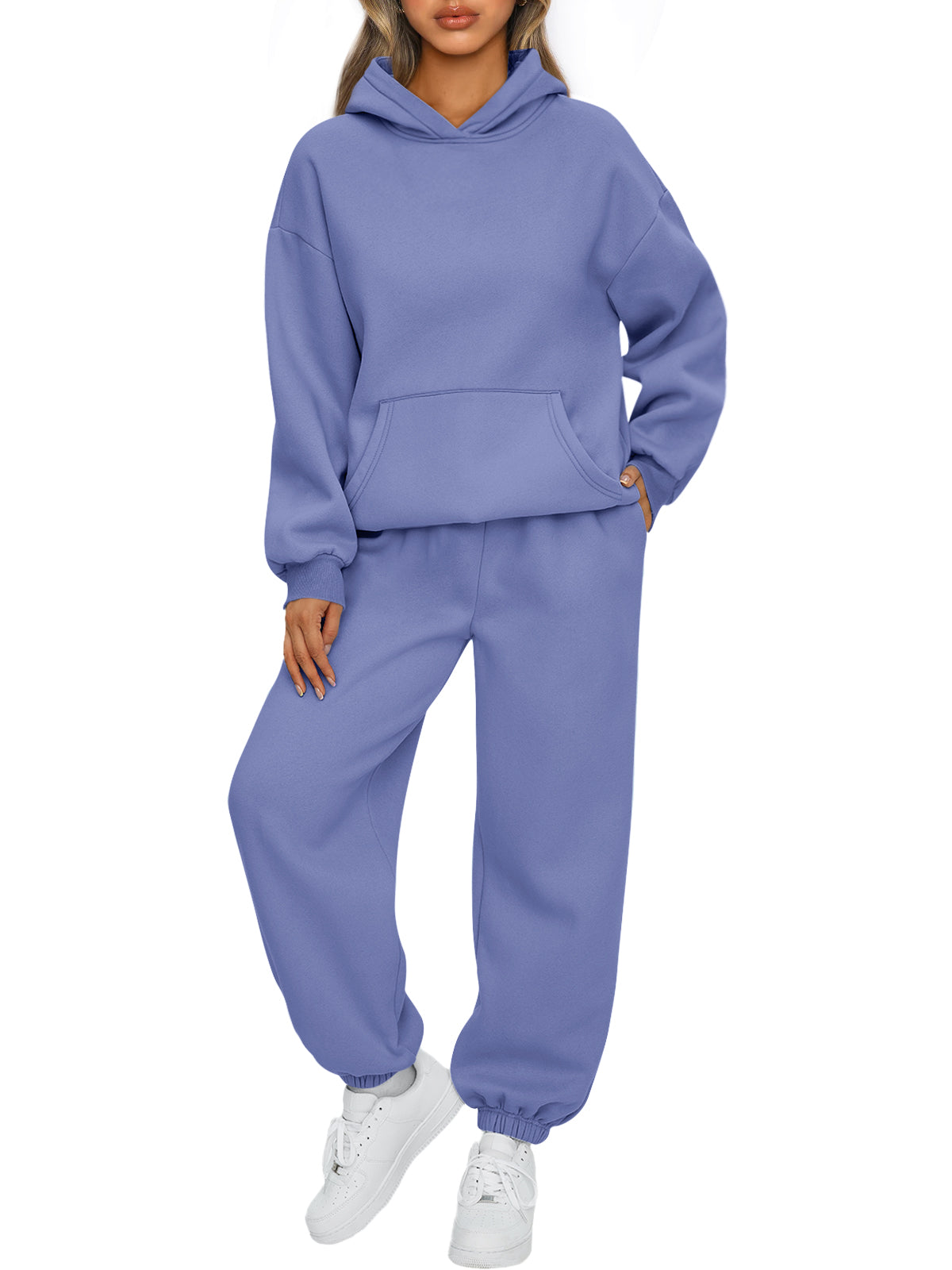 AUTOMET Womens 2 Piece Lounge Sweat Sets Fall Fashion Matching Sweatsuits
Oversized Hoodies,Kangaroo Pocket,Drop Shoulder,Side Pockets Sweatpants